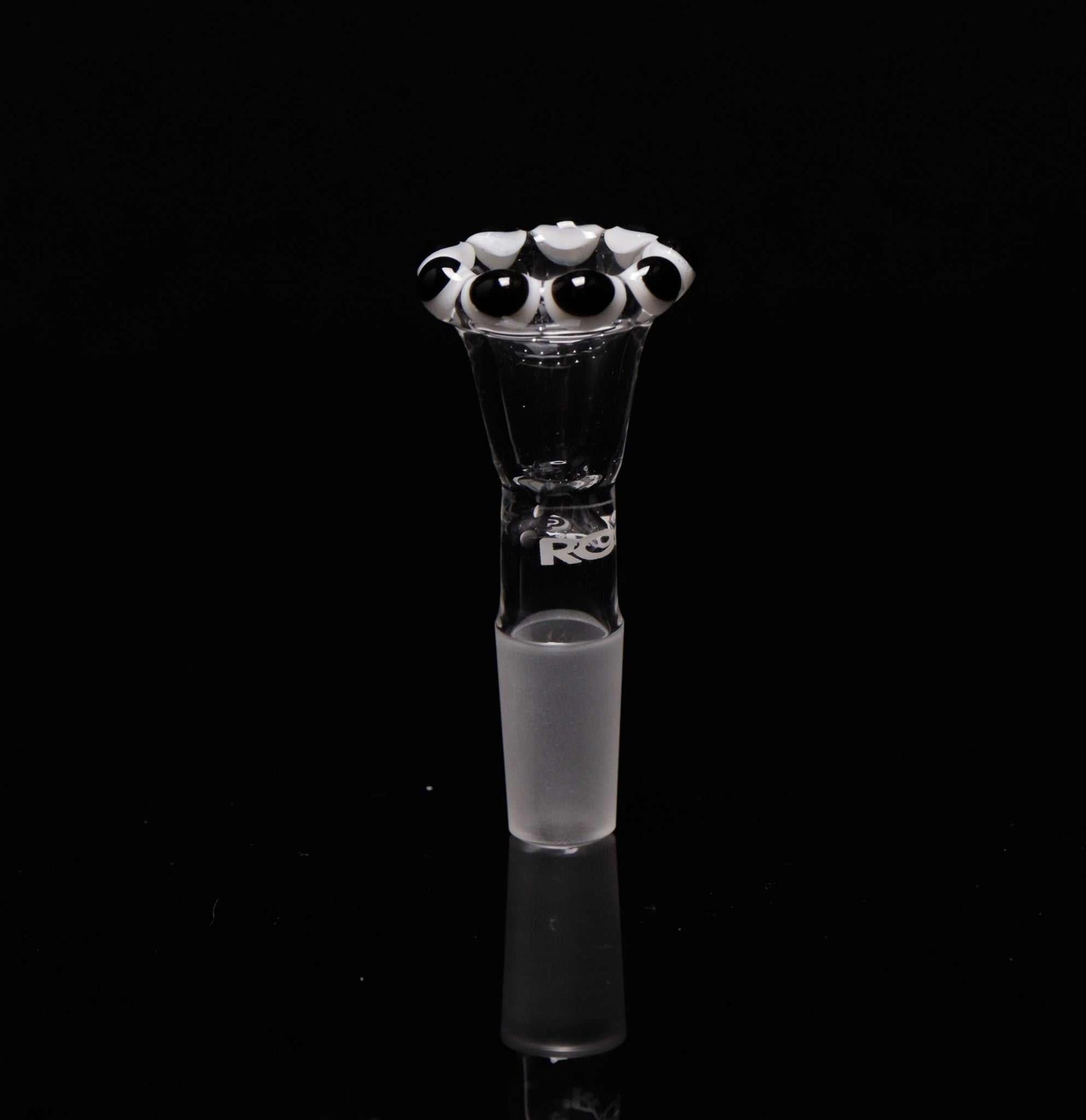 ROOR® Custom White Black Color Crown Bowl 14.5mm funnel, handcrafted glass design.