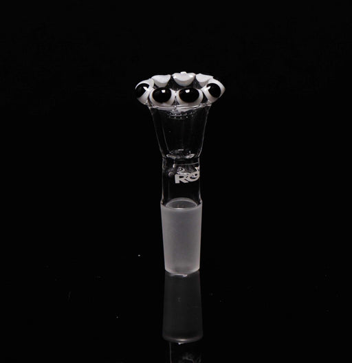ROOR® Custom White Black Color Crown Bowl 14.5mm funnel, handcrafted glass design.
