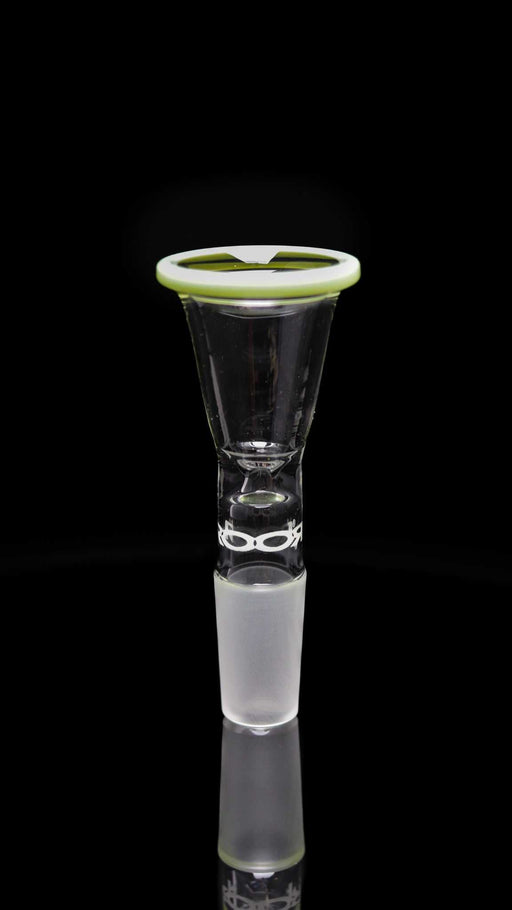 ROOR® 14mm classic funnel bowl with milky green color rim and white decal.