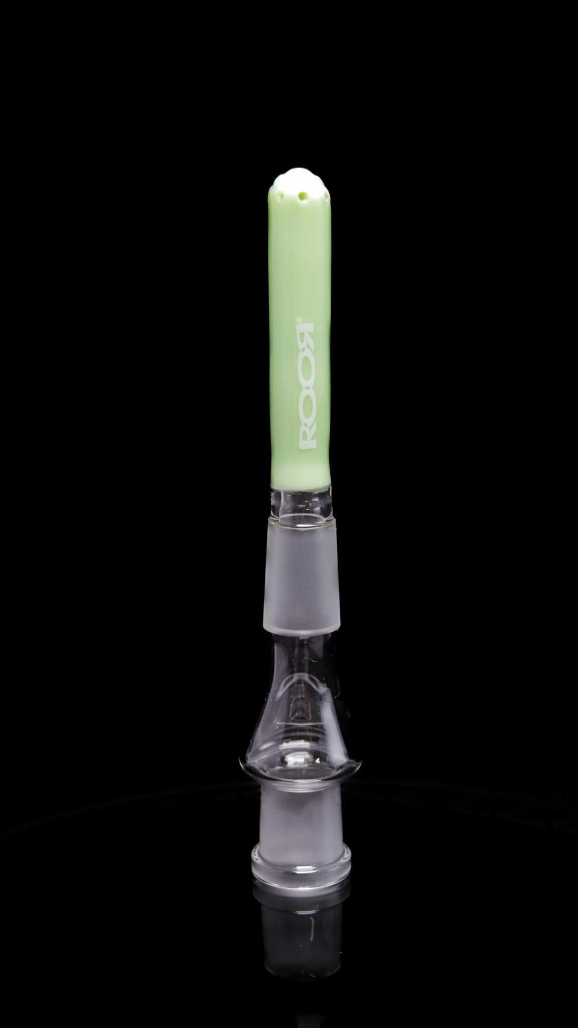 ROOR® 13-hole diffused low-profile downstem in milky mint green, 3 1/4 inches with 18mm to 14mm joint reducer