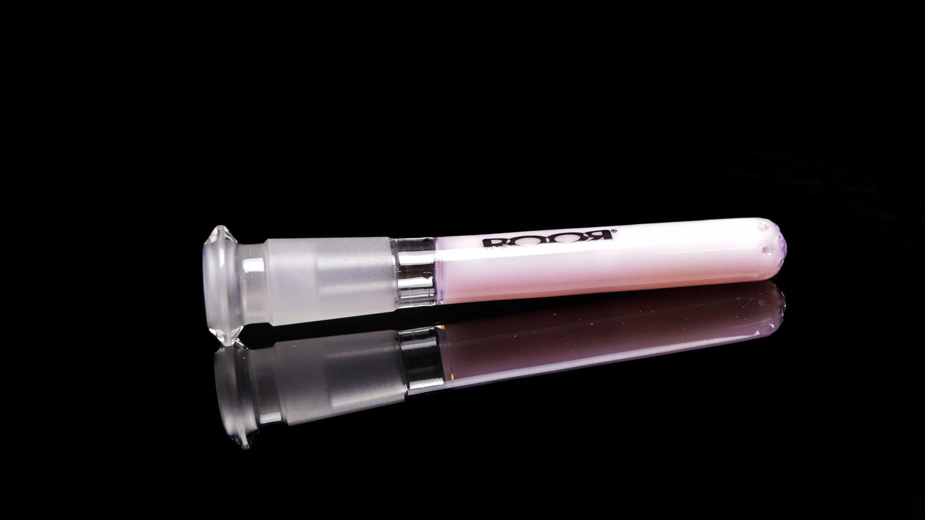 ROOR® pink 3 1/2” 13-hole diffused low-profile glass downstem for 18mm female joint, fits 14mm bowls, sleek and stylish design