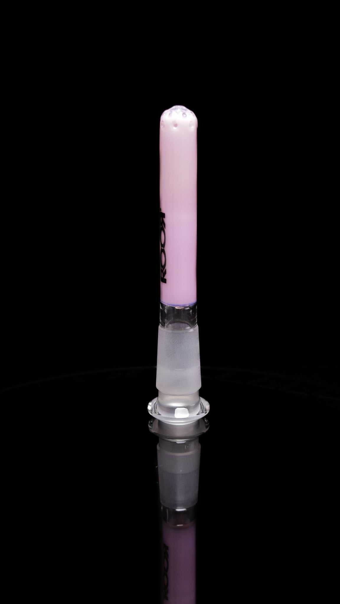ROOR® pink 3 1/2 inch 13-hole diffused low-profile downstem with 18mm to 14mm joint reducer