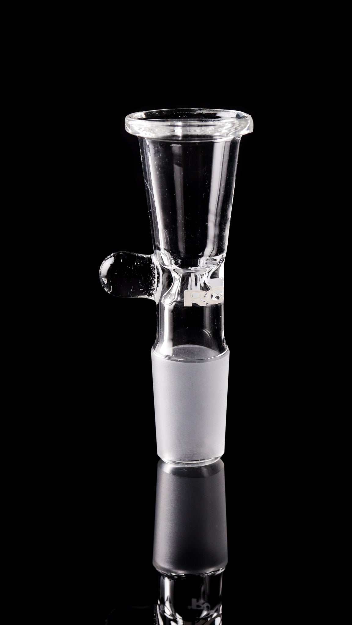 ROOR® 18mm Classic Funnel Bowl with Round Handle Style on black background.