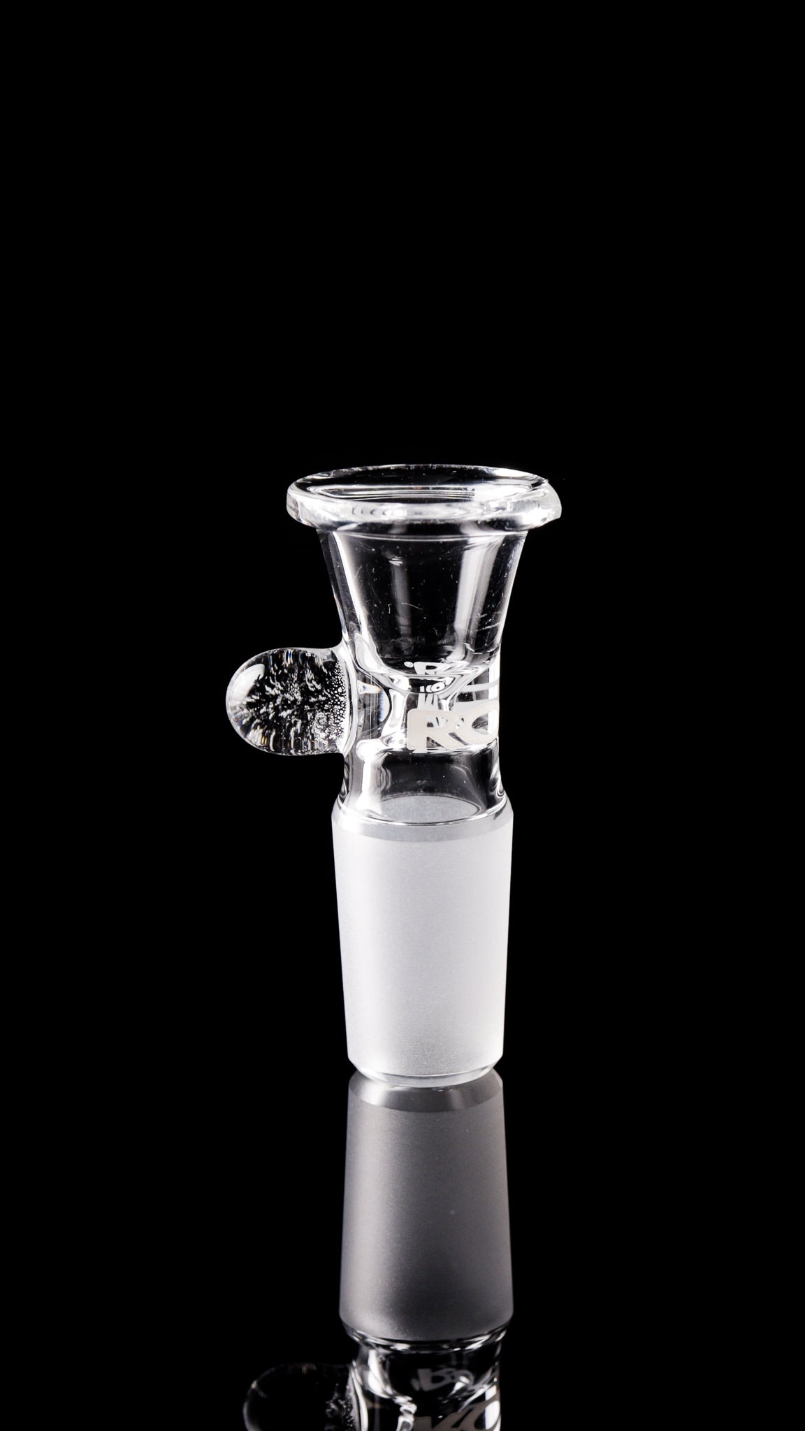 ROOR® 18mm Classic Funnel Bowl with Round Handle Style on black background.