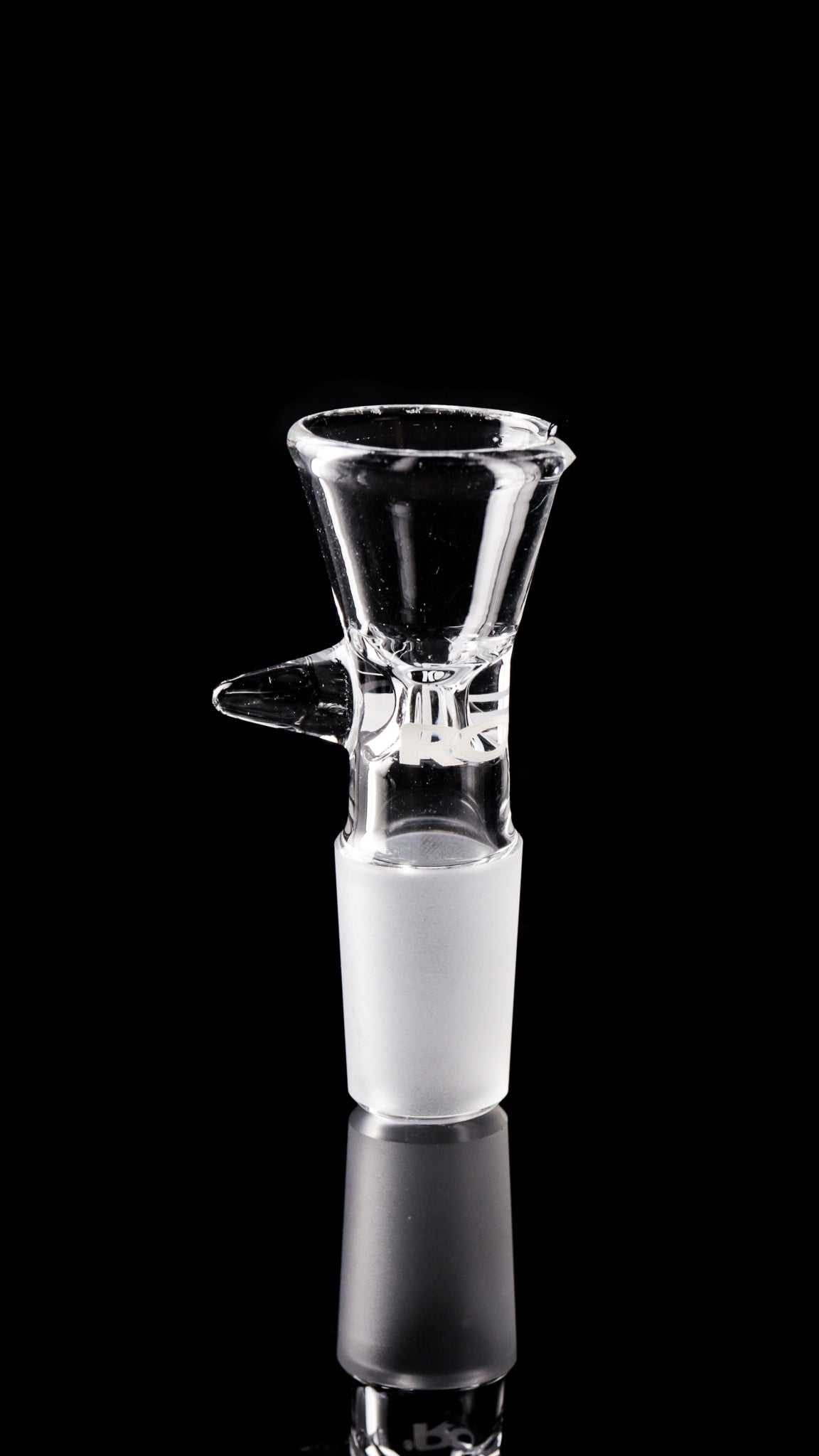 ROOR® 18mm Classic Funnel Bowl with Pointed Handle Style on black background.
