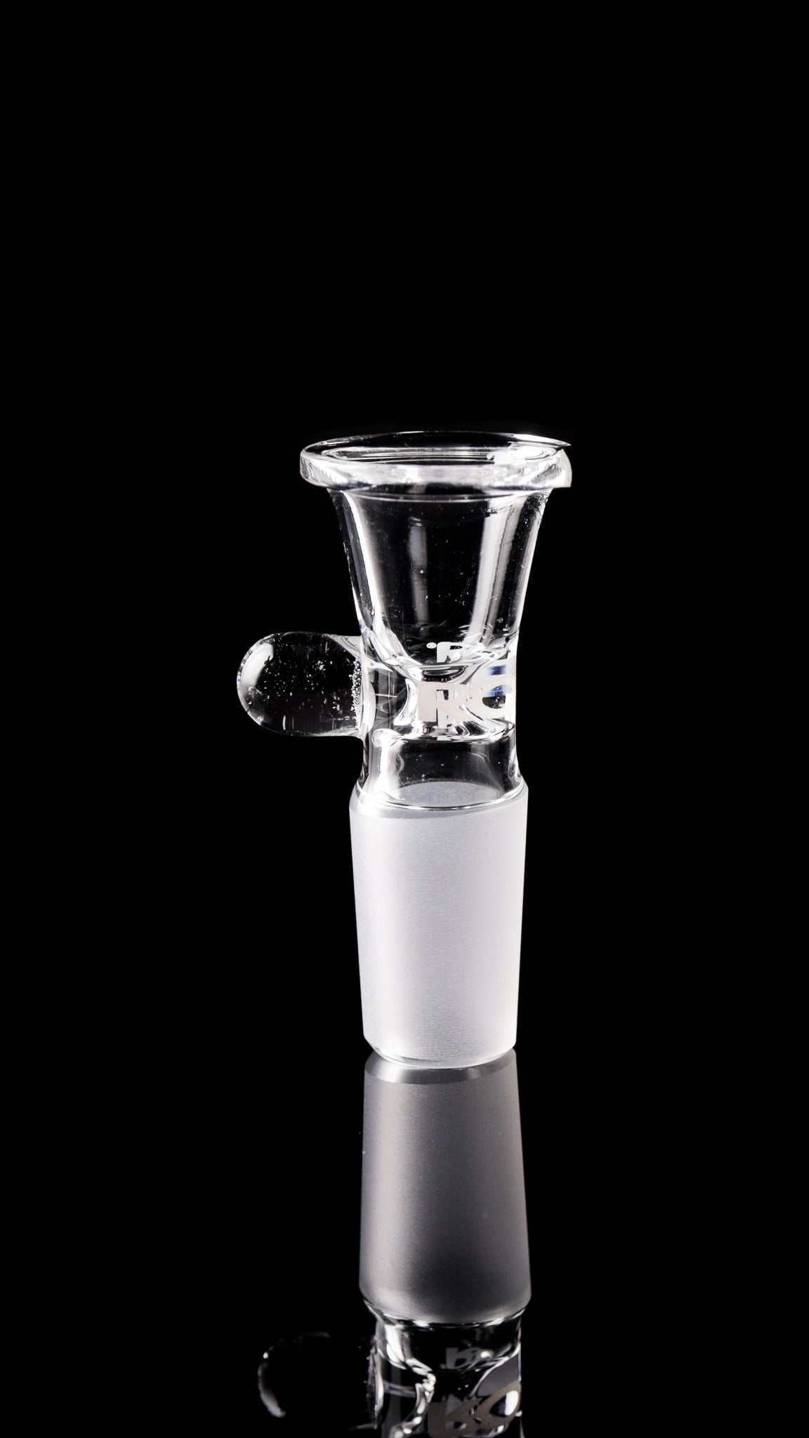ROOR® 18mm Classic Funnel Bowl with Round Handle Style on black background.