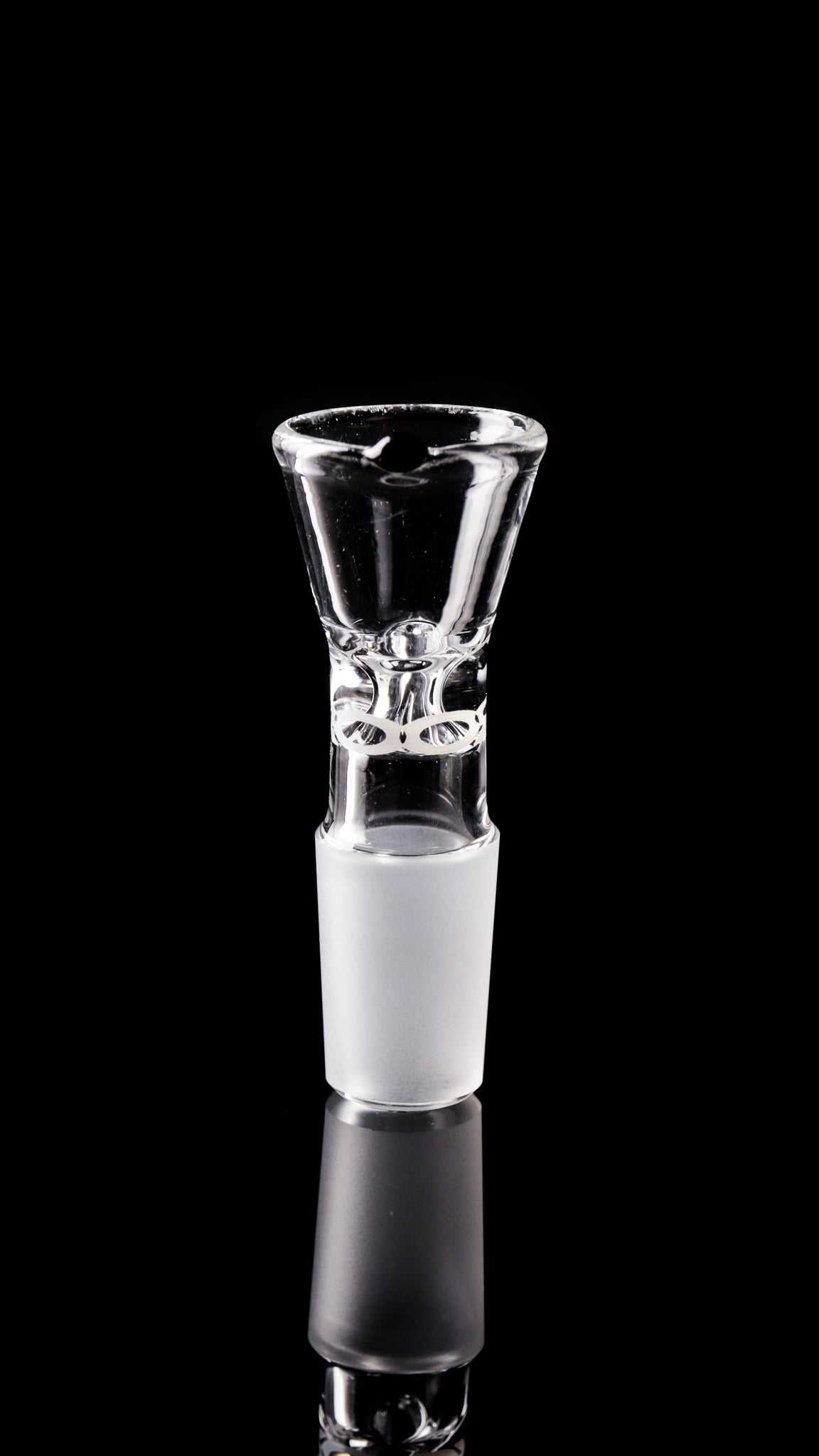 ROOR® 18mm Classic Funnel Bowl with Pointed Handle on black background.