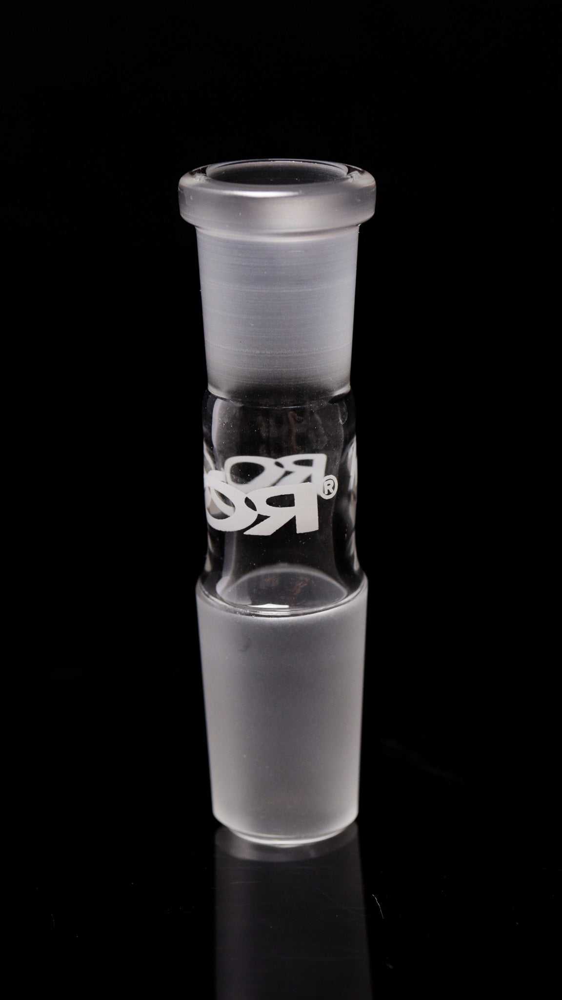 Borosilicate glass ROOR reducing adapter for 18.8mm to 14.5mm conversion.