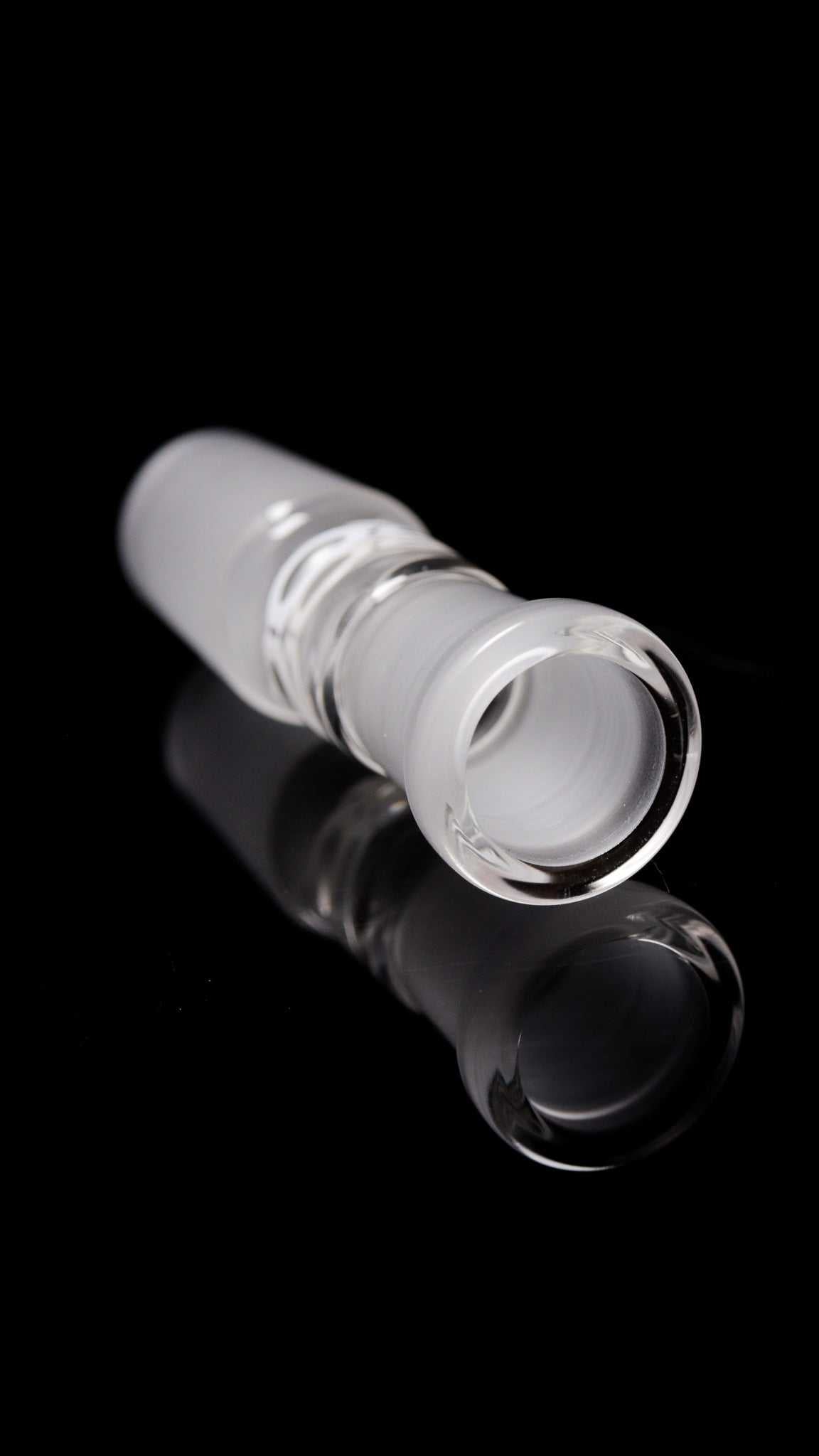 Borosilicate glass ROOR reducing adapter 18.8mm male to 14.5mm female for water pipes.