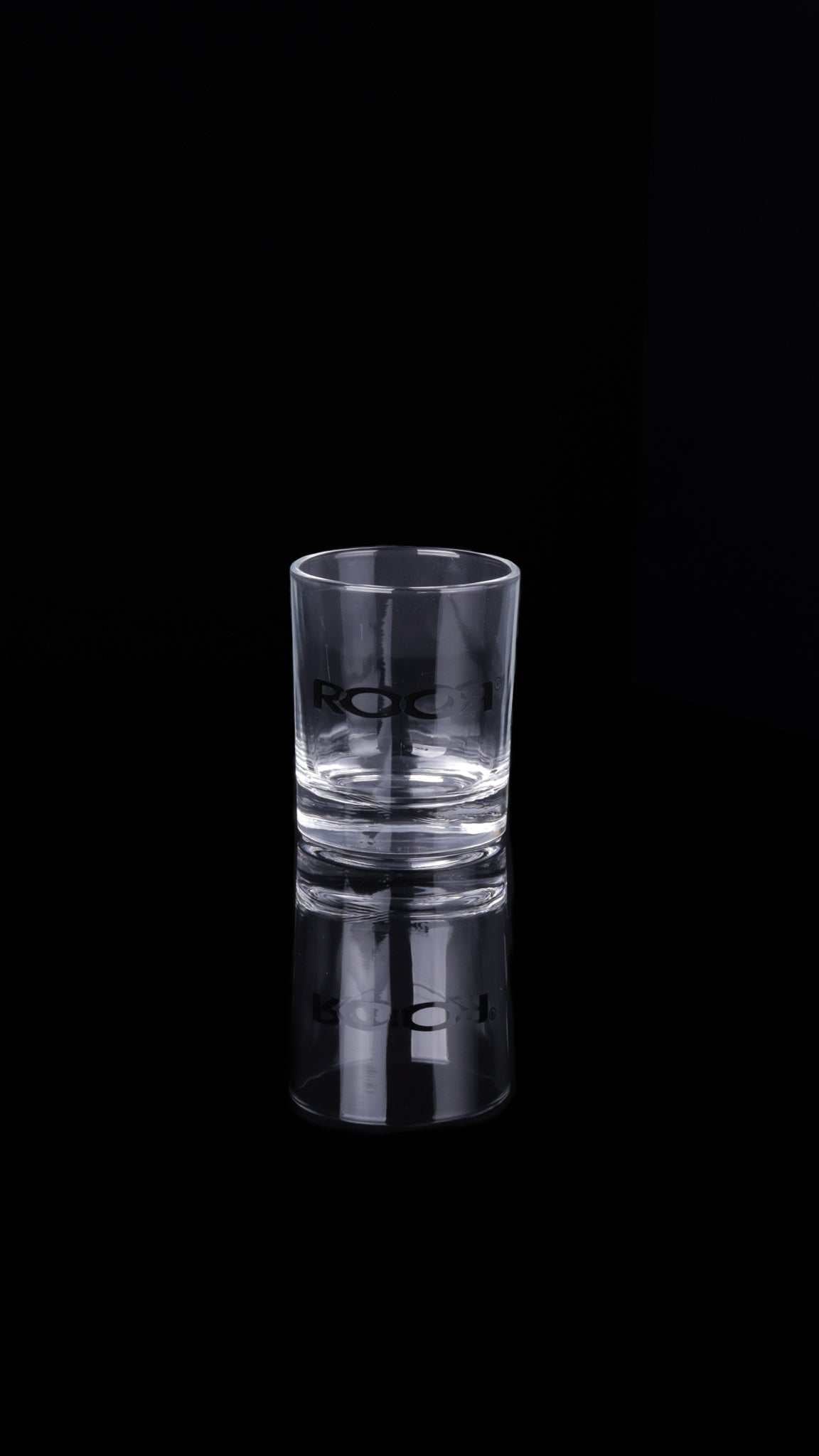 ROOR Rocks Glass 6oz with thick clear base and authentic decal.