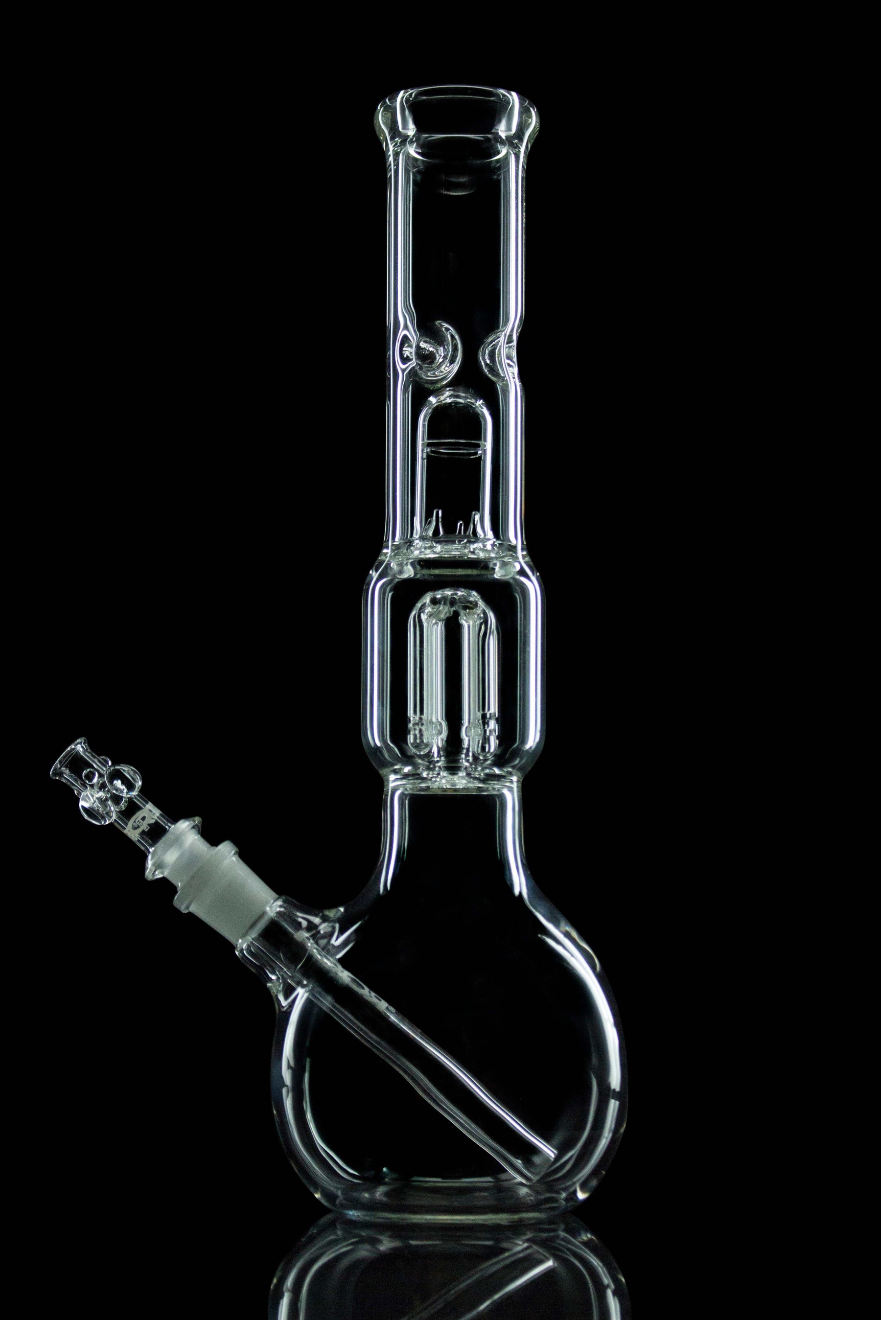 ROOR Tech 4-Arm Tree Bubble Base glass bong with classic bubble design and ice-pinch.