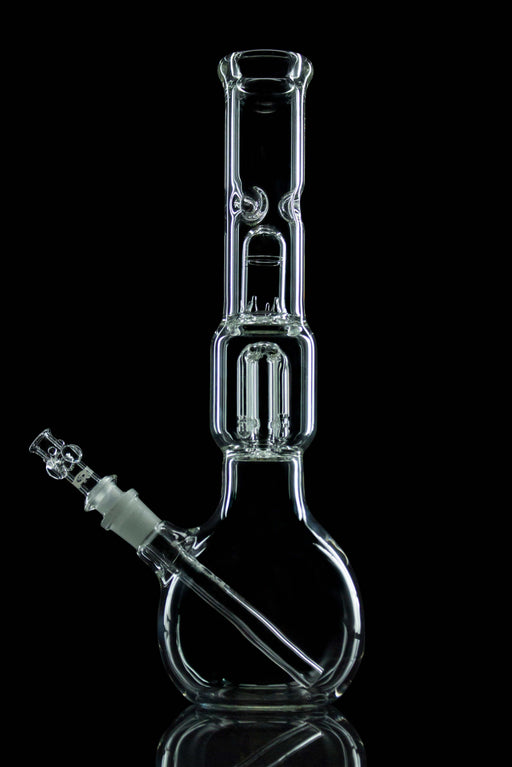 ROOR Tech 4-Arm Tree Bubble Base glass bong with classic bubble design and ice-pinch.