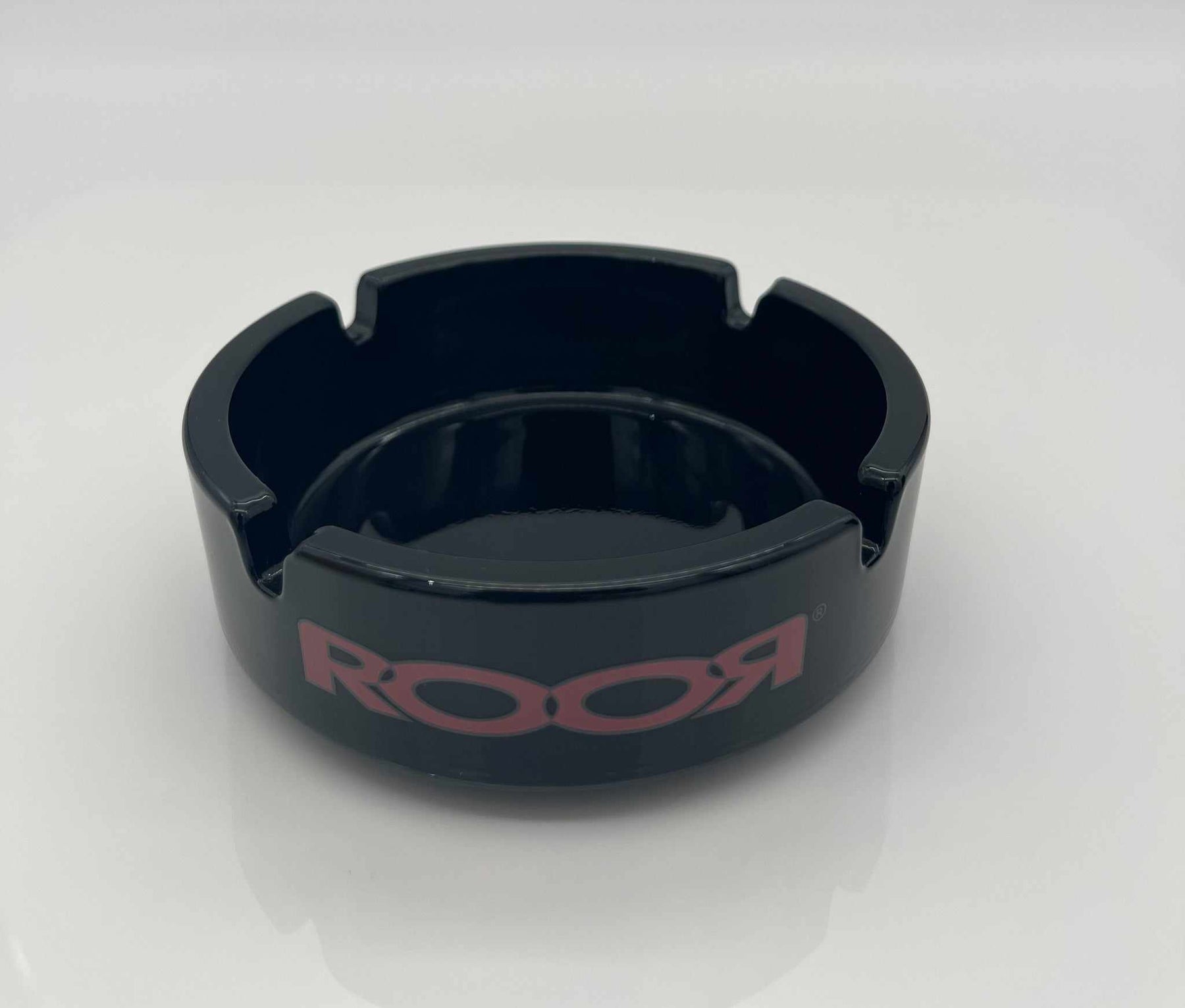 ROOR Collector Glass Ashtray LIMITED Black Edition, featuring classic ROOR decal.