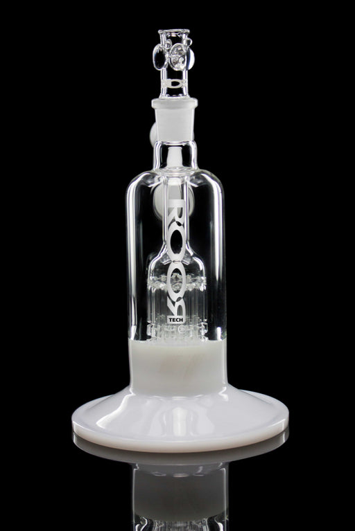 ROOR Tech Fixed 10-Arm Tree Bubbler in white color with clear glass and 10-arm tree percolator design