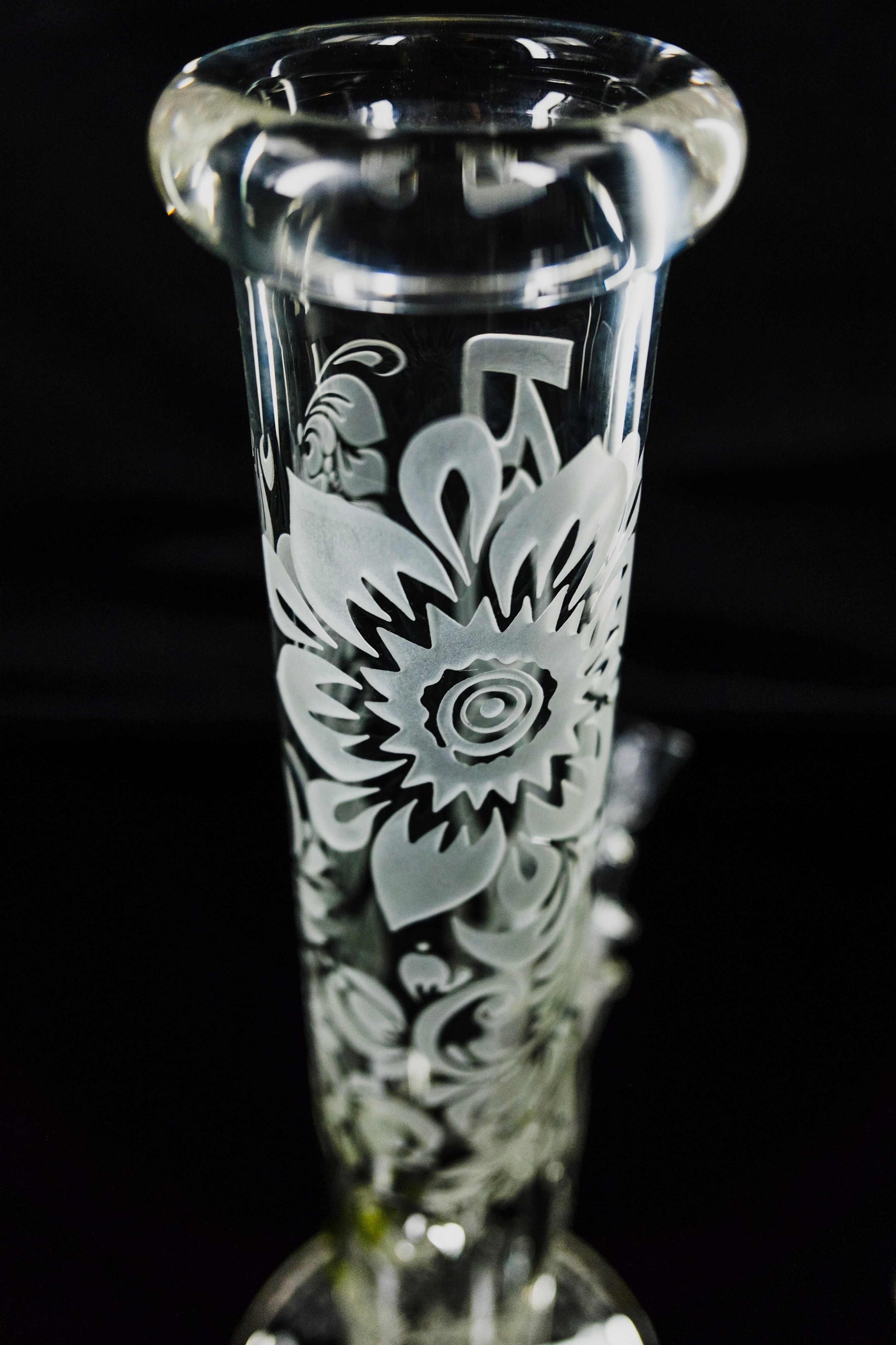 ROOR® Sandblasted 14" Straight glass tube with Big Daisy design 50x5mm thick