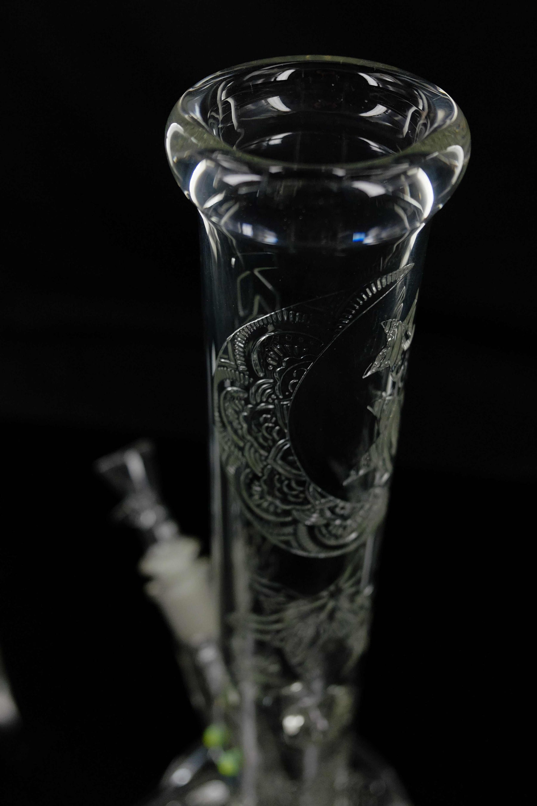 ROOR® Sandblasted Flame Polished 14" Straight 50mm glass smoking tube with intricate designs