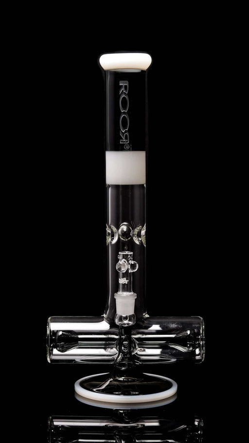 ROOR® Tech 18” inline water pipe with smokey grey and white sandblasted logo, 2017 redesign.