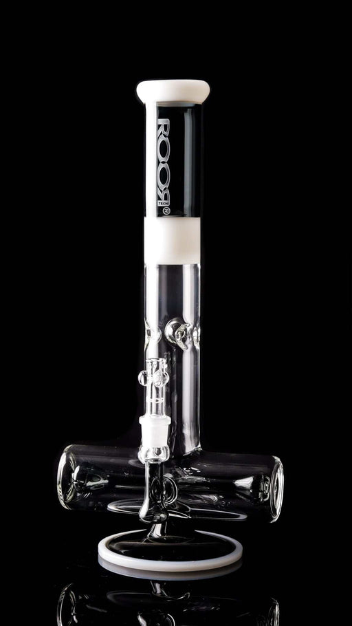 ROOR® Tech 18” Inline Smokey Grey & White Sandblasted Logo with ash-catcher and ice-pinches.