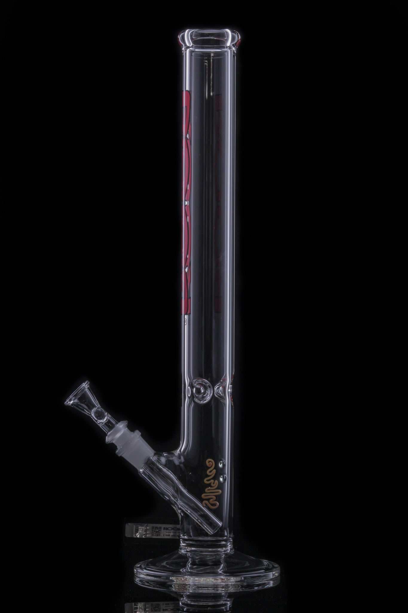 ROOR Classic 18" Straight glass bong with red and black accents, 45x5mm thick German Schott glass