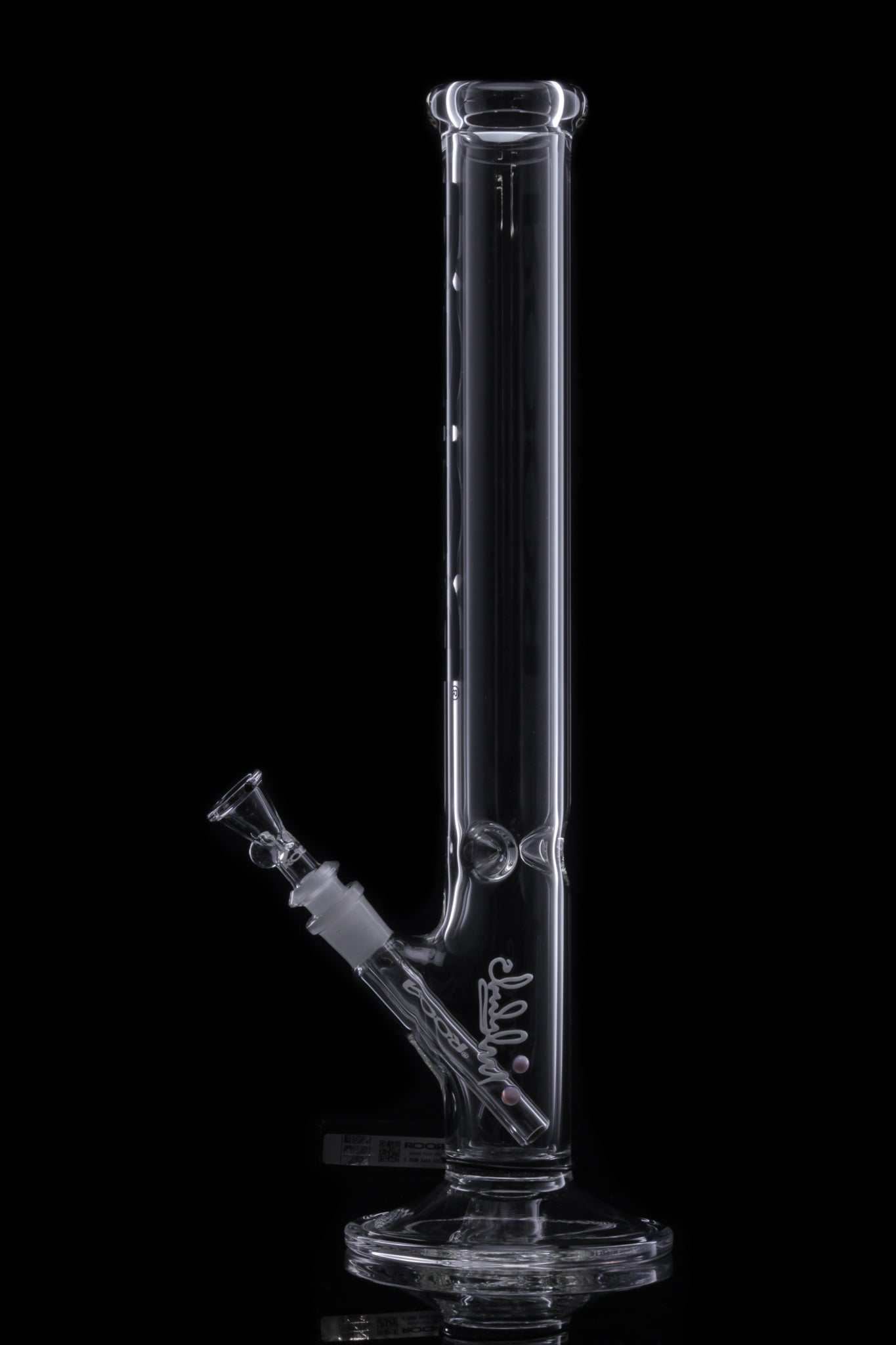 ROOR Classic 18 inch straight glass bong with black decal and 50x5mm German Schott glass