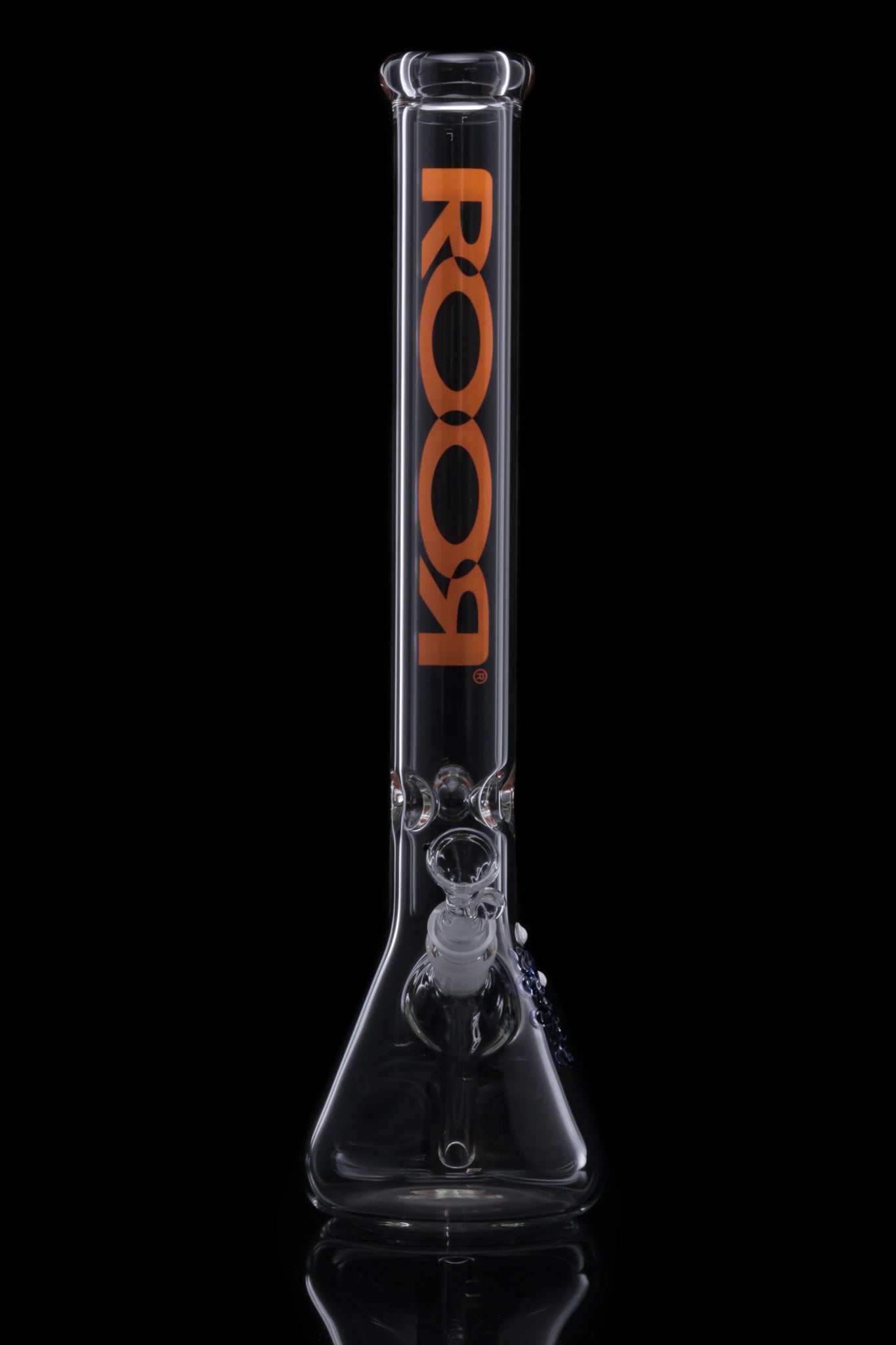 ROOR Classic 18 inch beaker glass bong with orange logo and 50x5mm thick German Schott glass