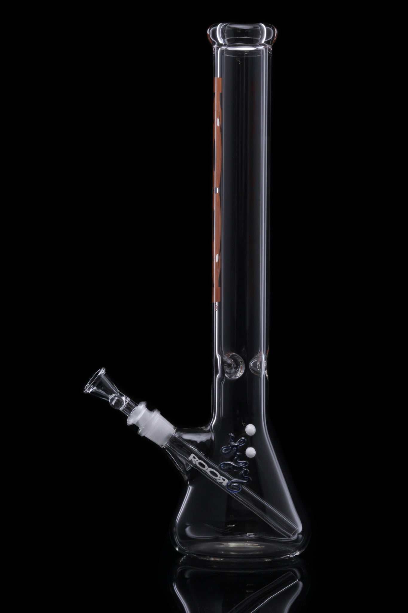 ROOR Classic 18-inch orange beaker glass bong with 50x5mm German Schott glass and signature decal