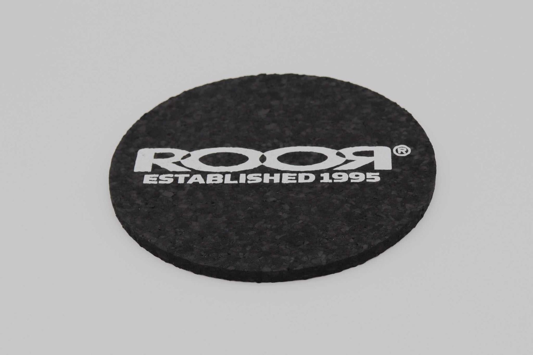 ROOR Round Coaster Bundle featuring rubber cork top and ROOR logo.