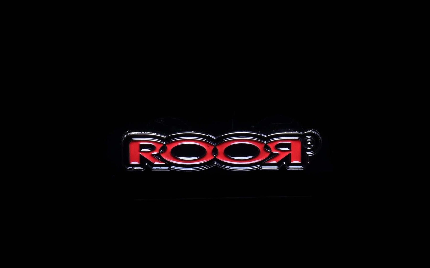 ROOR® Enamel Hat Pin Red with black outline on black background.