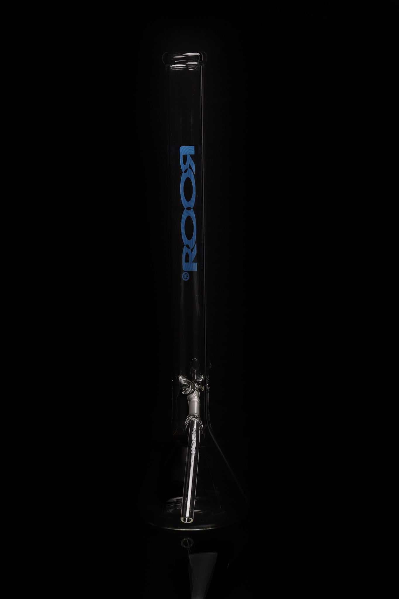 ROOR® Classic 22" Beaker 45x5mm tall glass water pipe with blue logo and ice pinches