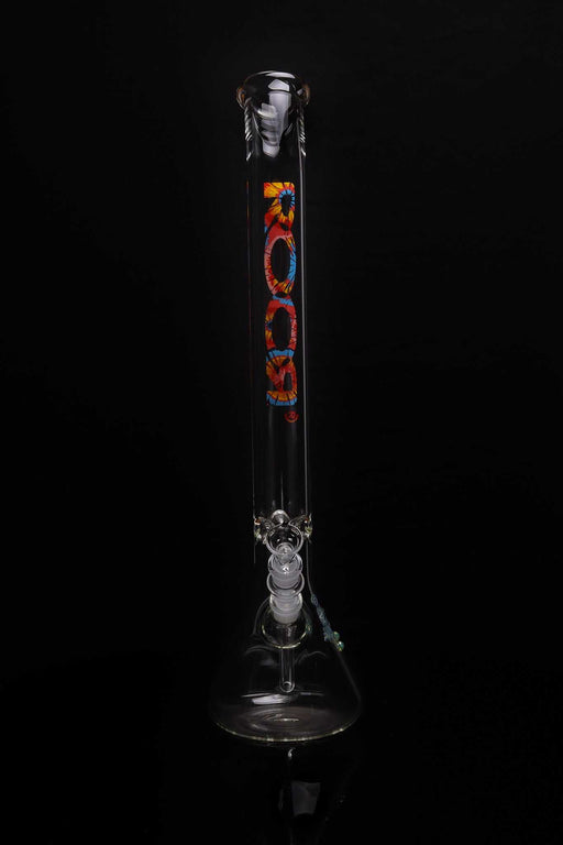 ROOR® Classic 22" Beaker with Tie Dye Bent Neck on black background.