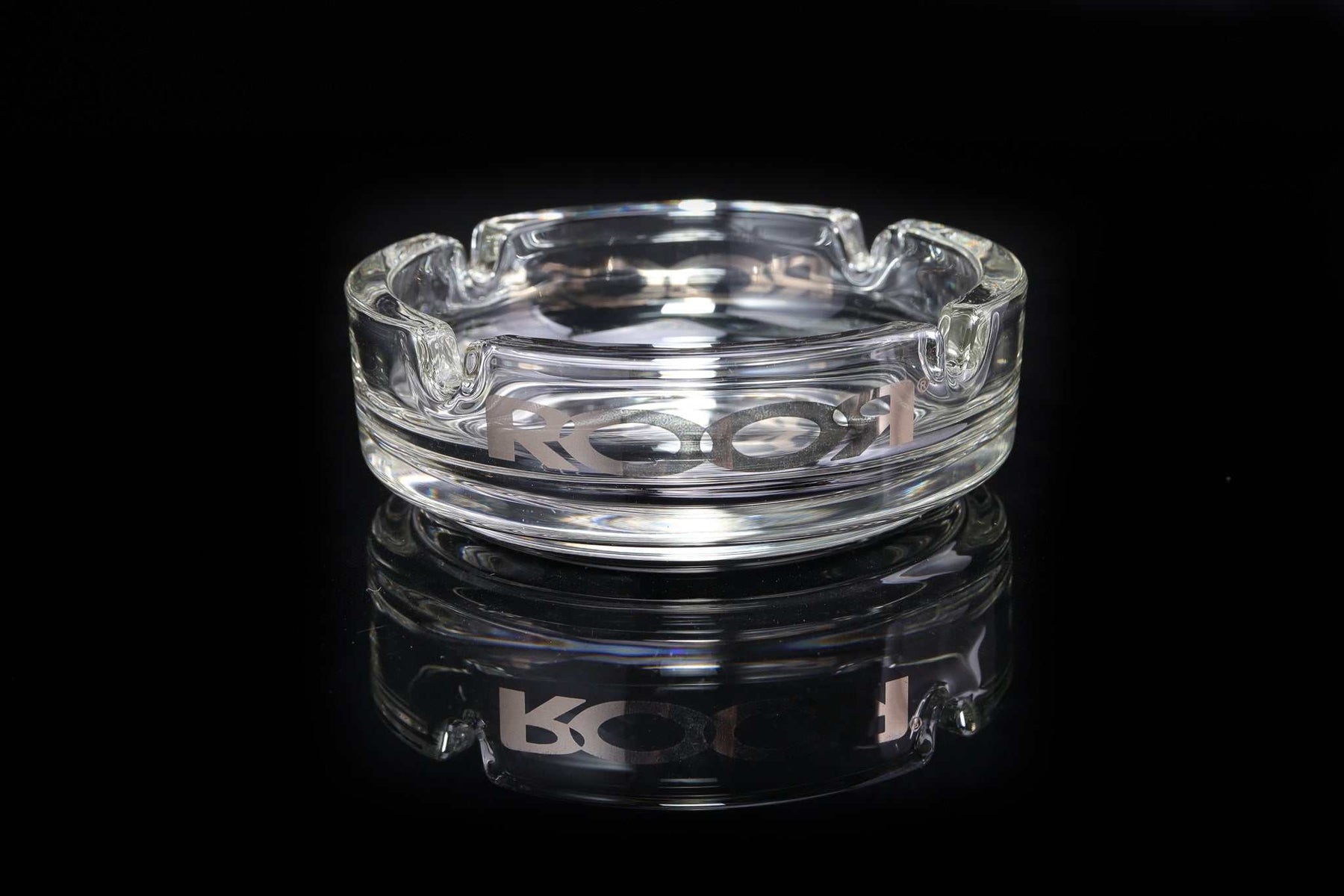 ROOR Collector Glass Ashtray with classic decal design.