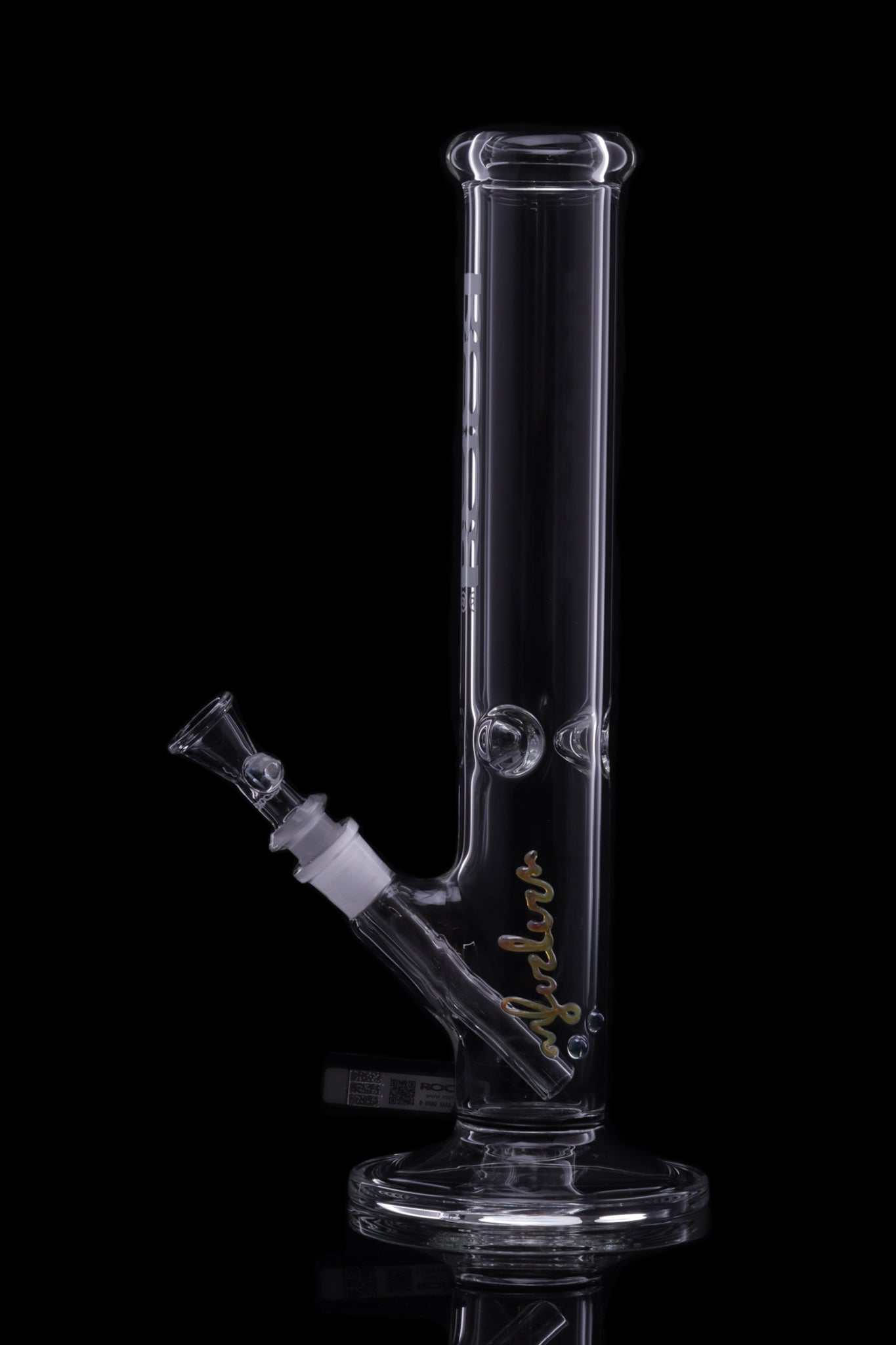 ROOR® Classic 14" Straight 50x5mm White glass water pipe with ice pinches and signature decal