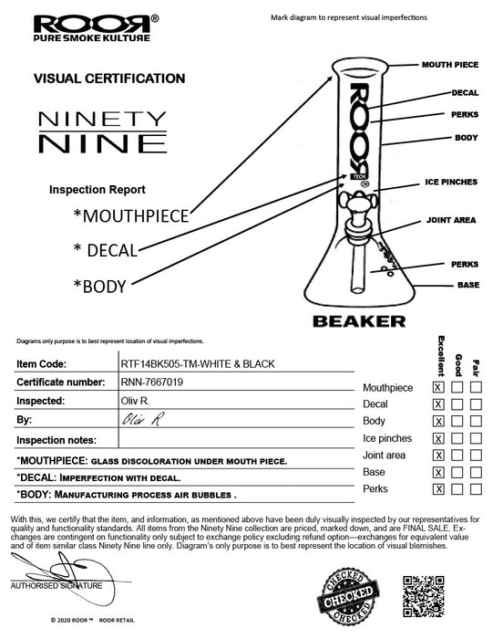 ROOR® Ninety Nine Tech Fixed 14" Beaker 50x5mm Tangie & Mint RNN-7667019