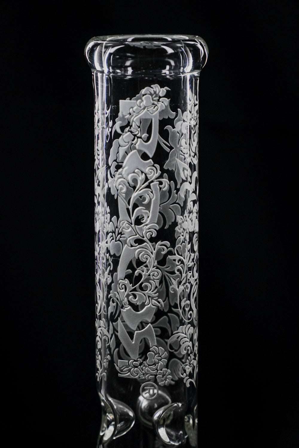 ROOR® Sandblasted 14" Beaker 45mm, floral pattern, German Schott glass.