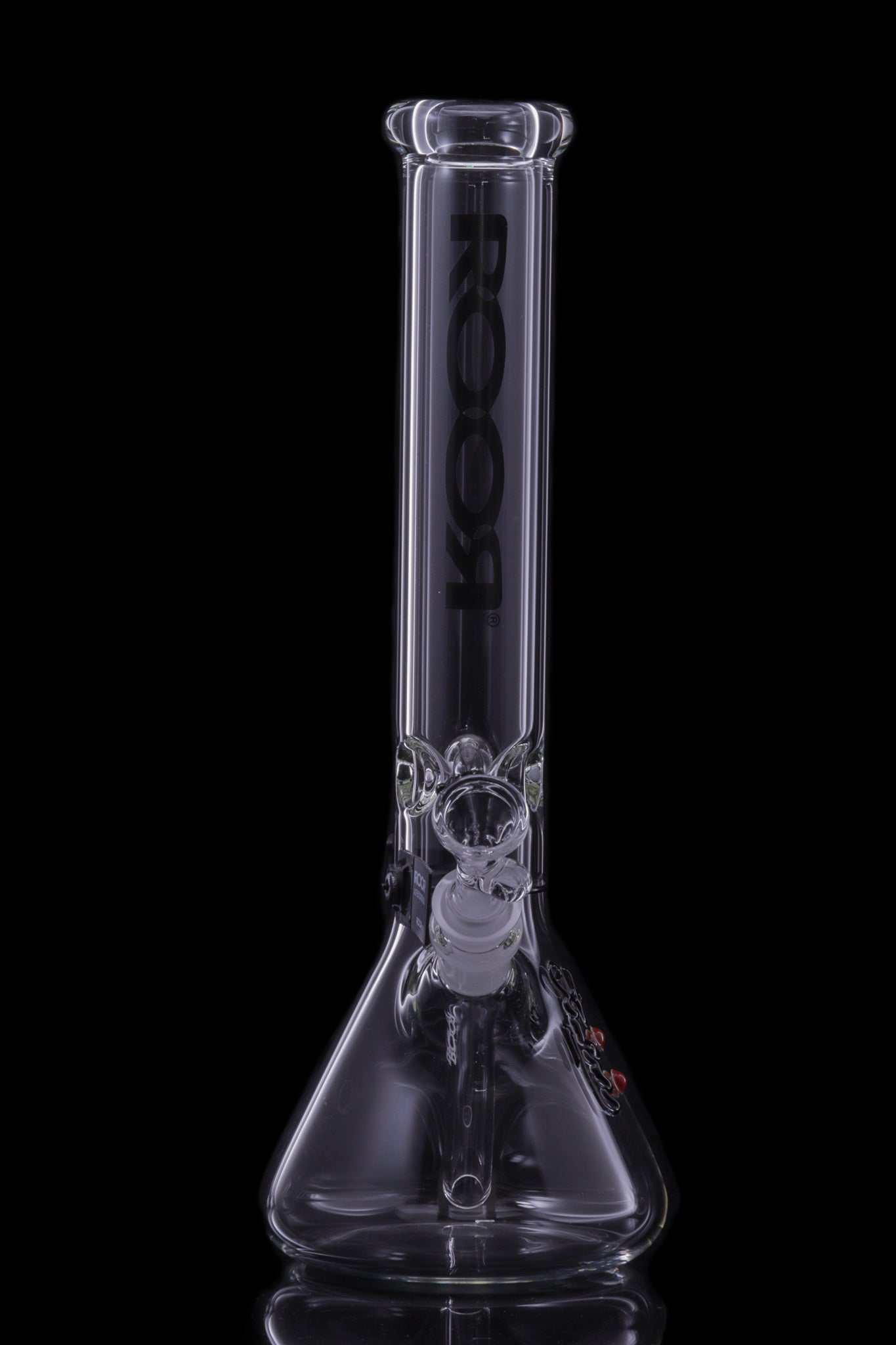 ROOR® Classic 14" Beaker 45x5mm Black with black decal displayed on a black background.