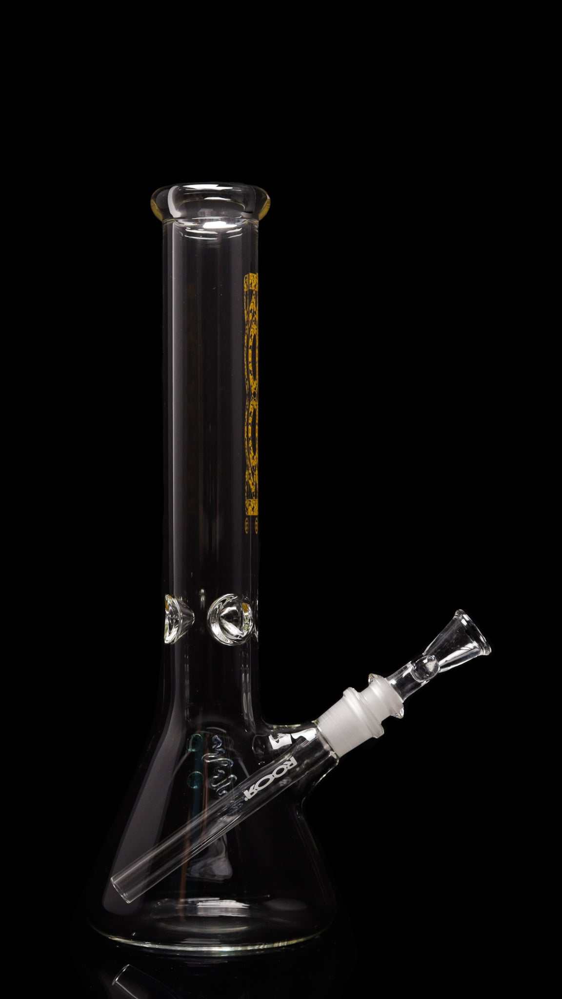 ROOR Classic 14-inch beaker glass bong with 45x5mm German Schott glass and daisy decal