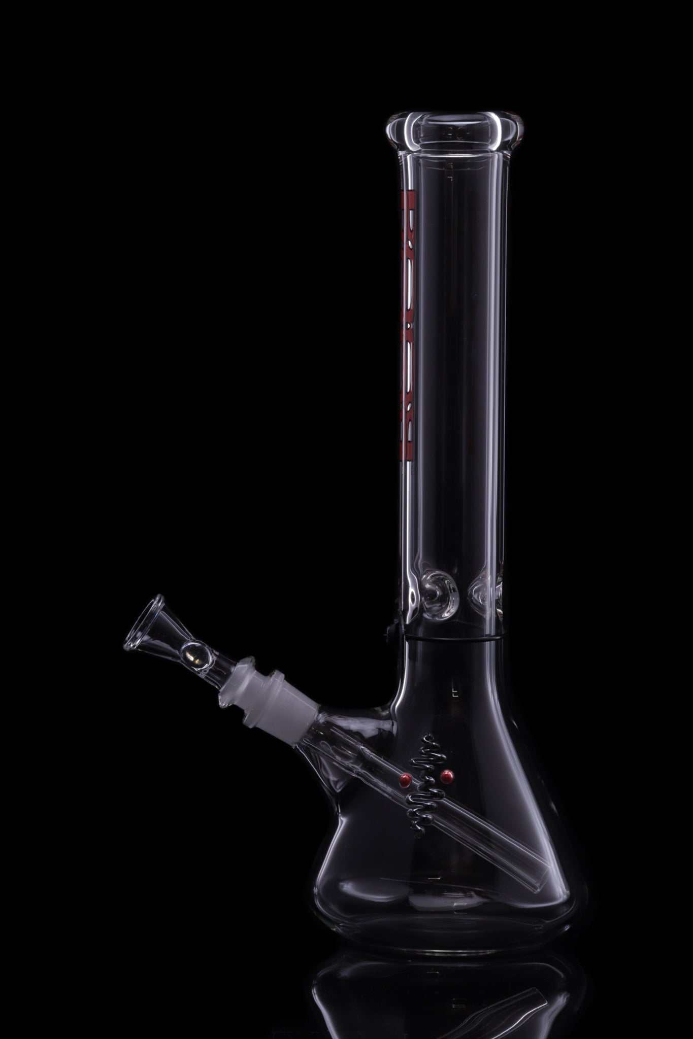 ROOR® Classic 14" Beaker bong 45x5mm German Schott glass with red and black decal