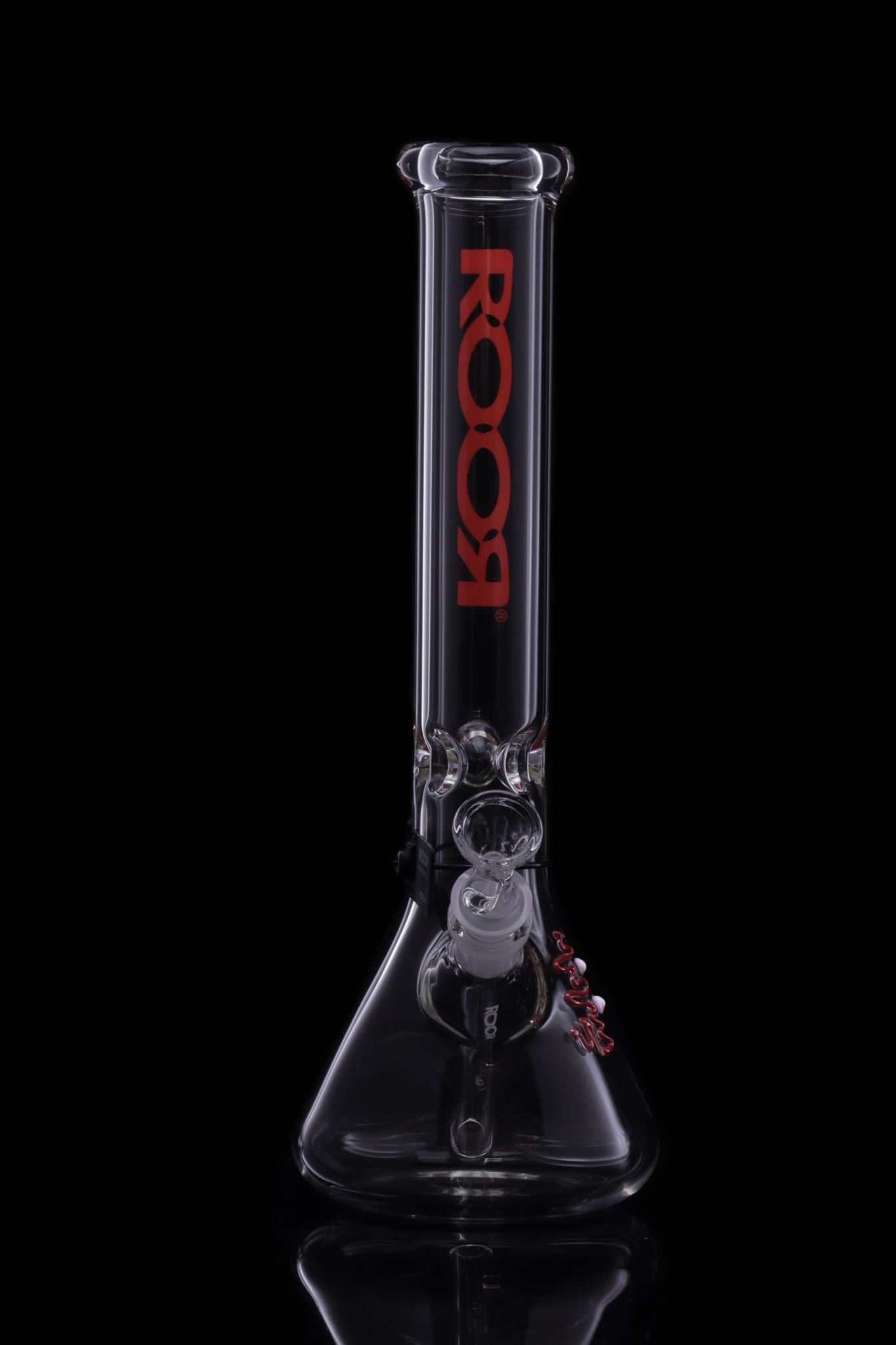 ROOR® Classic 14" Beaker 45x5mm Red glass water pipe bong with red logo on black background
