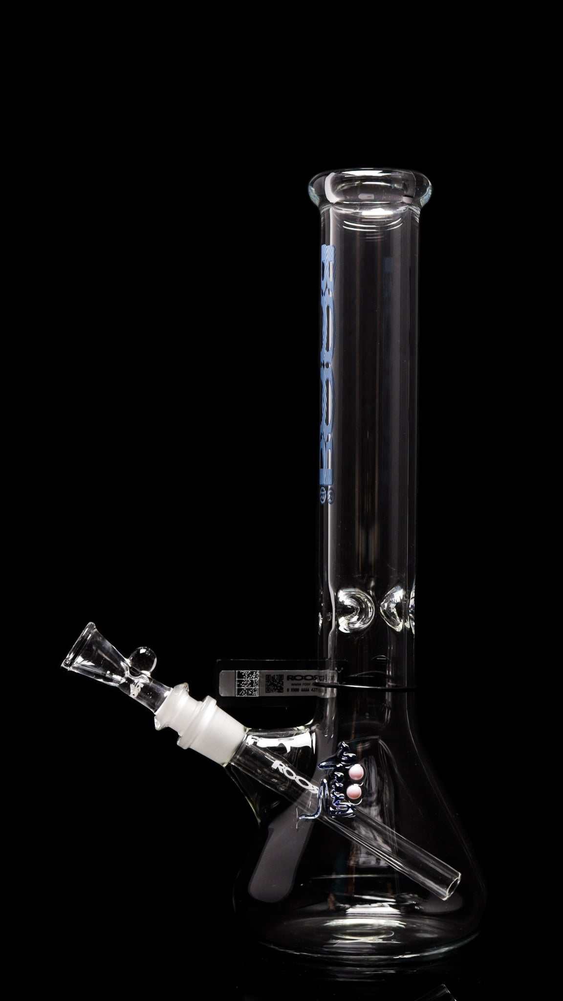 ROOR® Classic 14" Beaker 45x5mm with Too Blue decal, German Schott glass, and ice pinches for cooling.