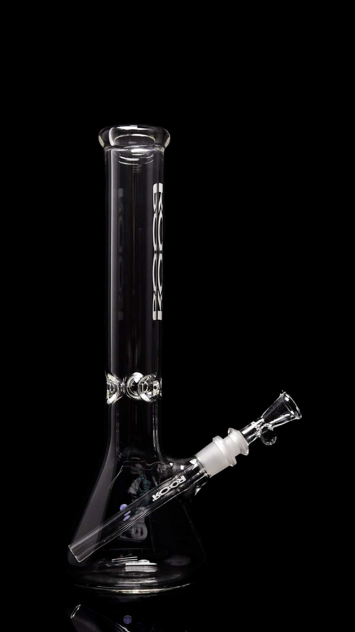 ROOR® Classic 14" Beaker, 45x5mm white and black glass with ice pinches, and low profile downstem.