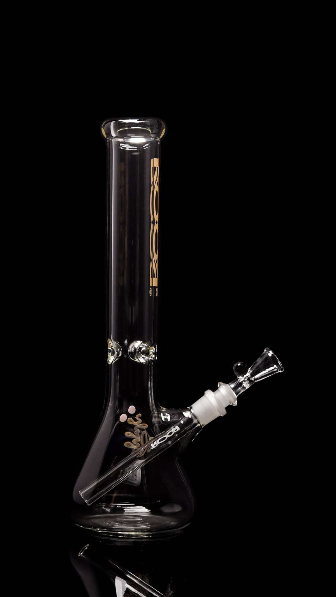 ROOR® Classic 14" Beaker 45x5mm Woodgrain with signature, ice pinches, and funnel bowl.