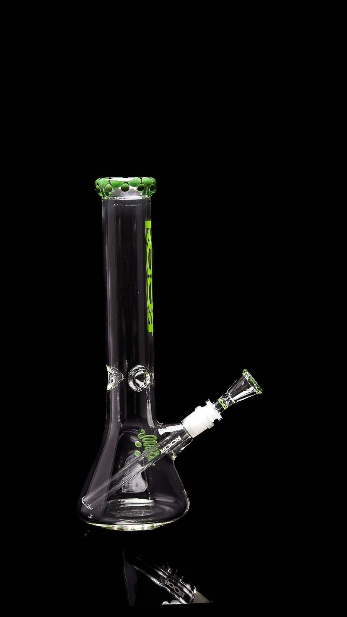 ROOR® Classic 14" Beaker 50x5mm with green pearl dot mouthpiece and bowl.