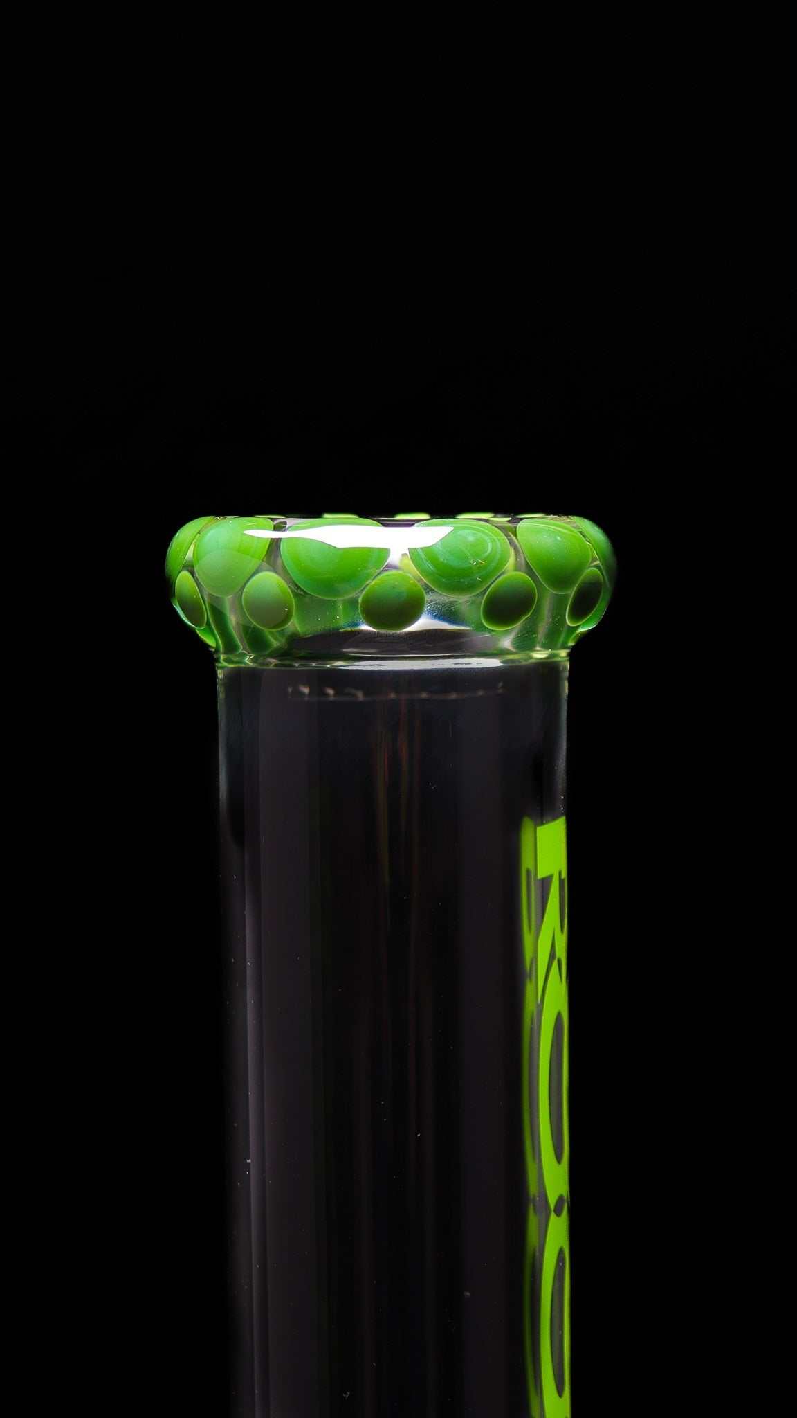 ROOR® Classic 14" Beaker with Green Pearl Dot and decal, featuring a custom mouthpiece and bowl.