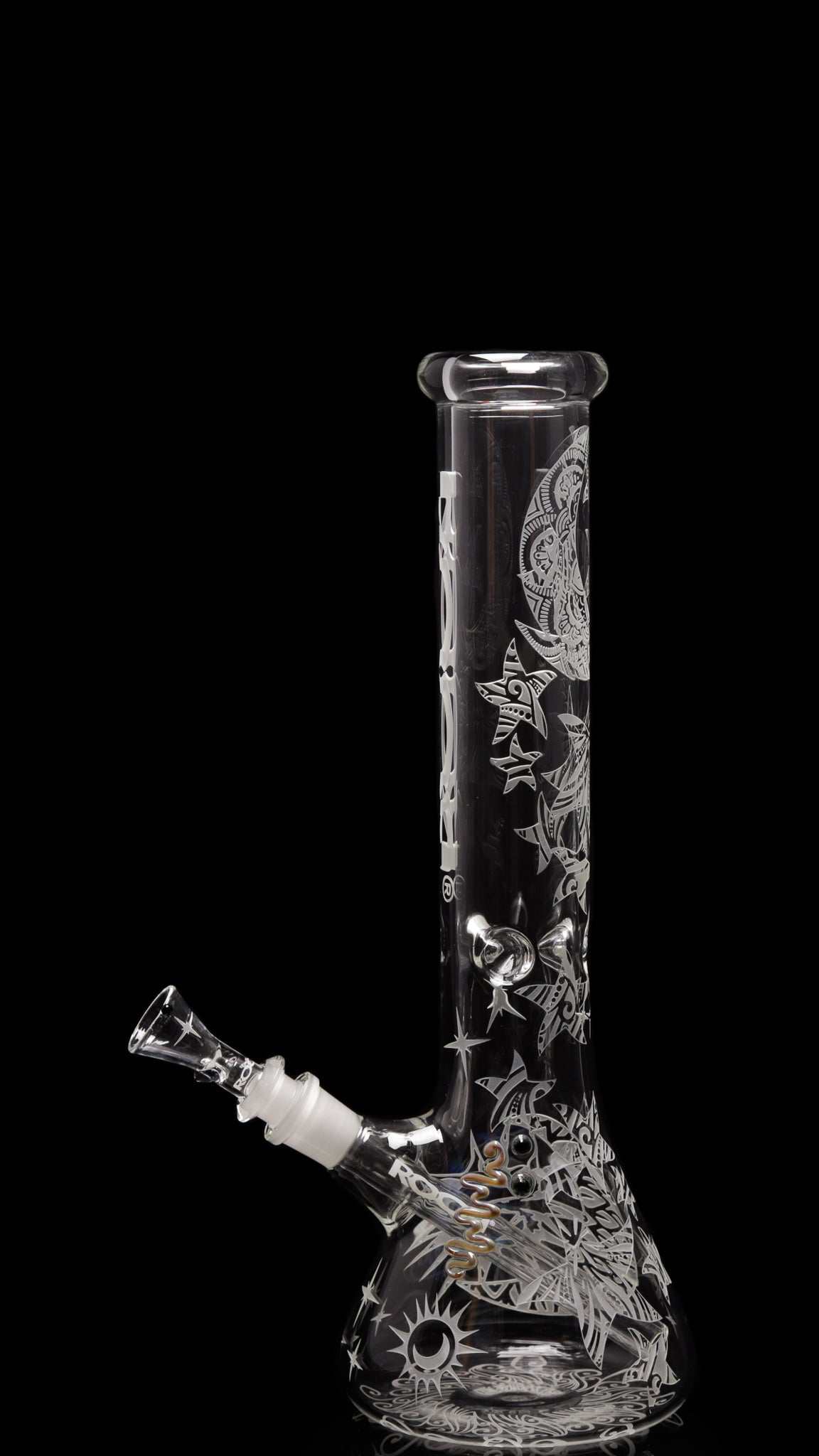 ROOR® Sandblasted 14" Beaker bong 50mm German Schott glass with Dreamer design