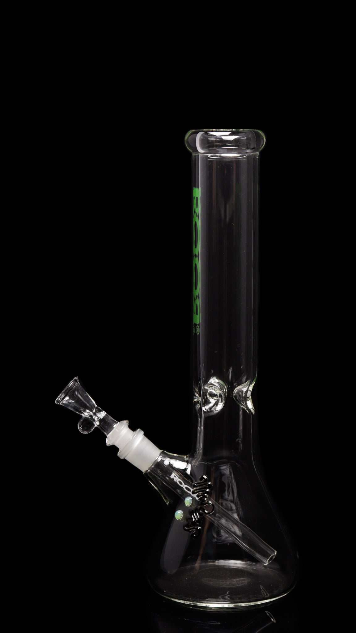 ROOR Classic 14-inch green decal beaker water pipe with 50x5mm German Schott glass and ice pinches