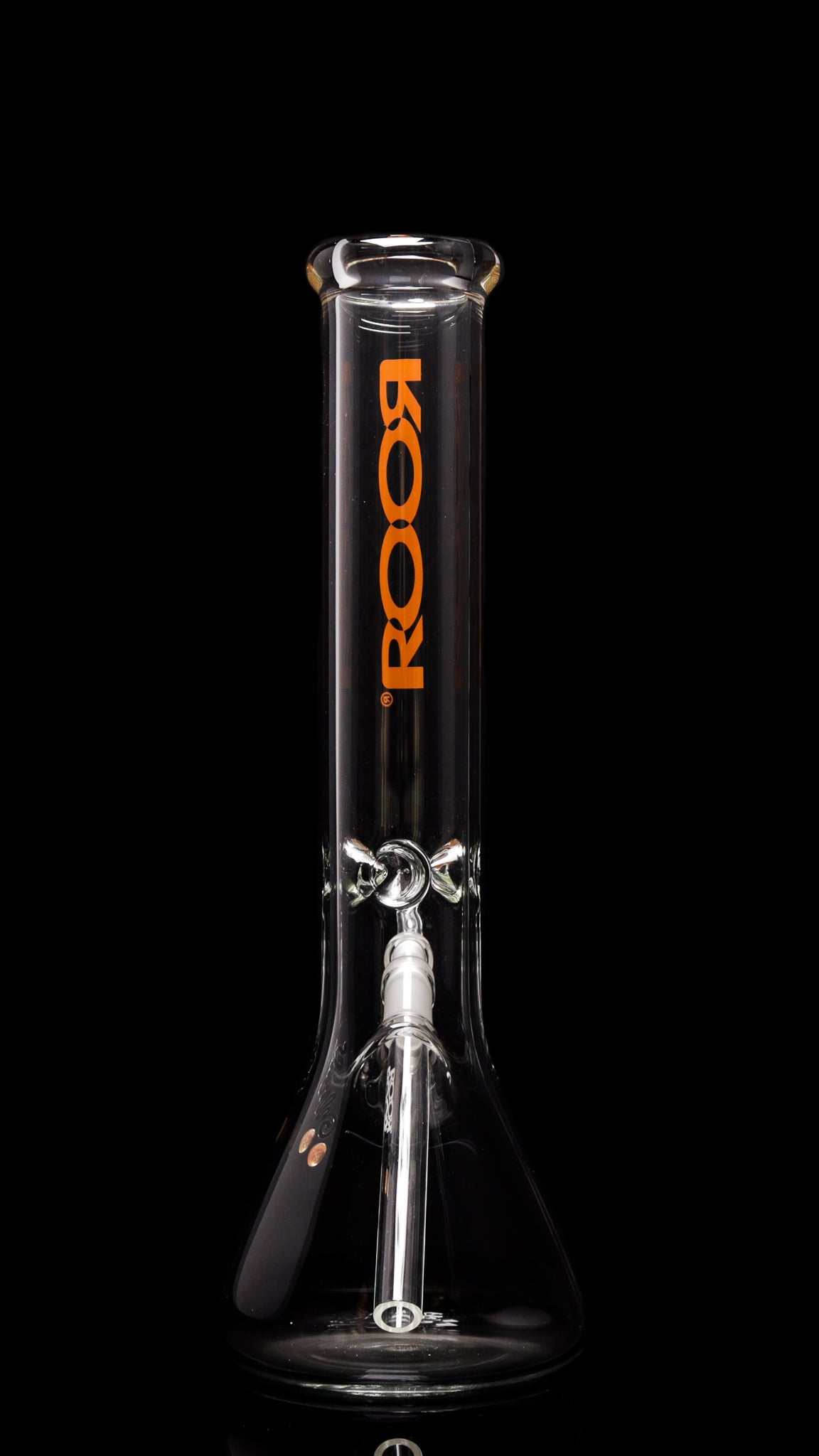 Transparent ROOR® Classic 14" Beaker glass bong with orange logo and beaker base 50x5mm.