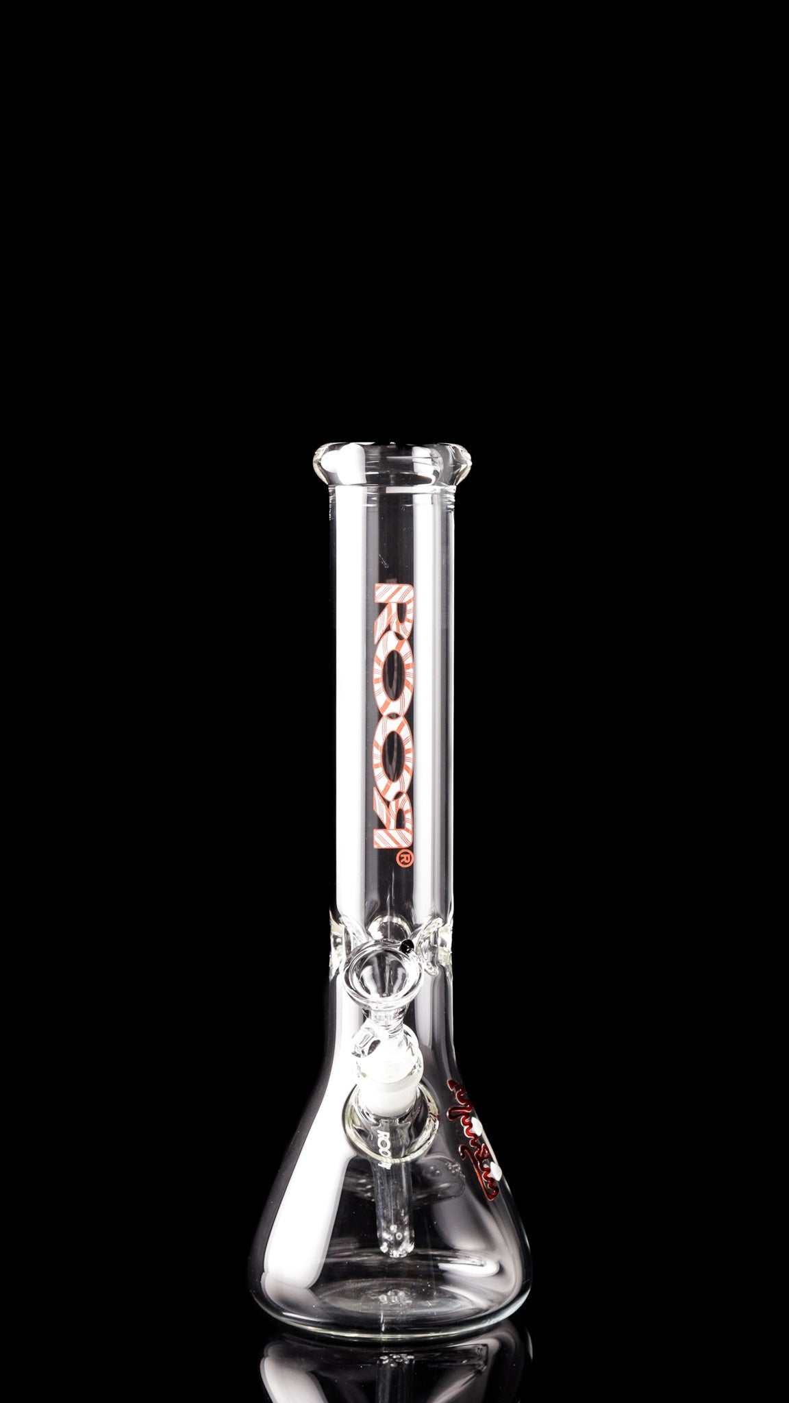 ROOR® Classic 14" Beaker 50x5mm with candy cane design on black background.