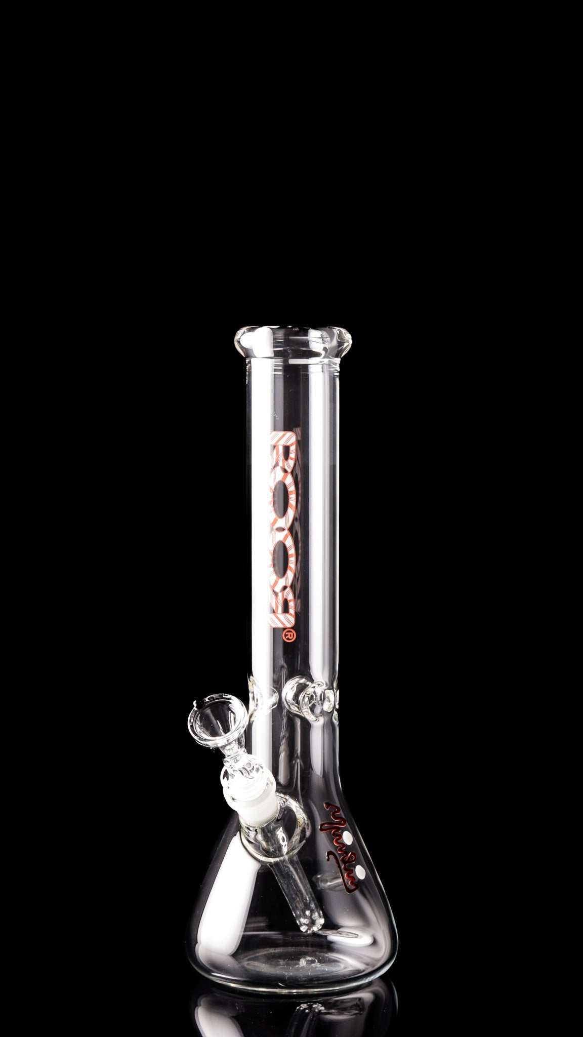 ROOR® Classic 14" Beaker 50x5mm with Candy Cane design, high-quality German Schott glass, ice pinches, and unique signatures.