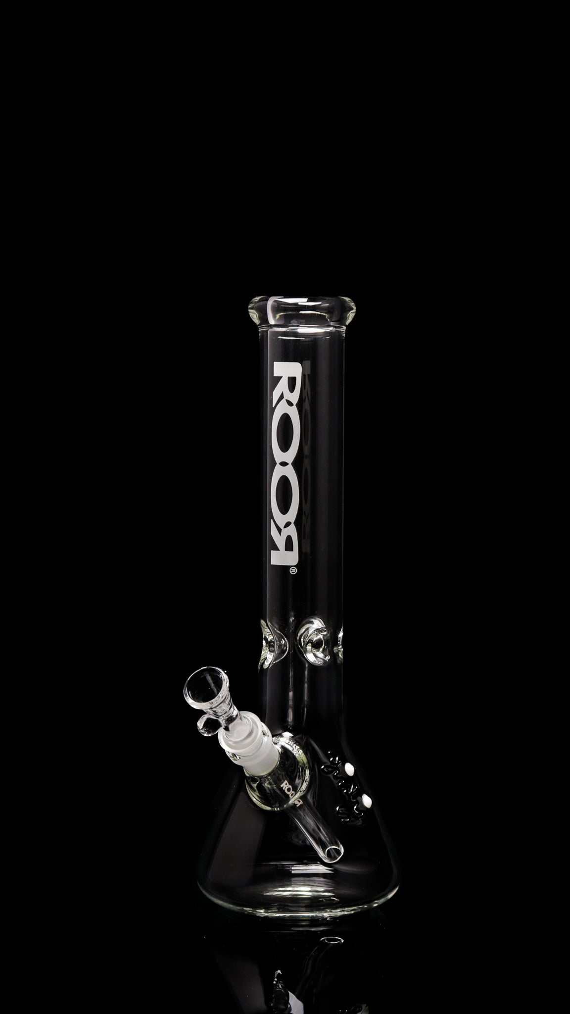 ROOR Classic 14 inch beaker bong 50x5mm German Schott glass with white logo and ice pinches