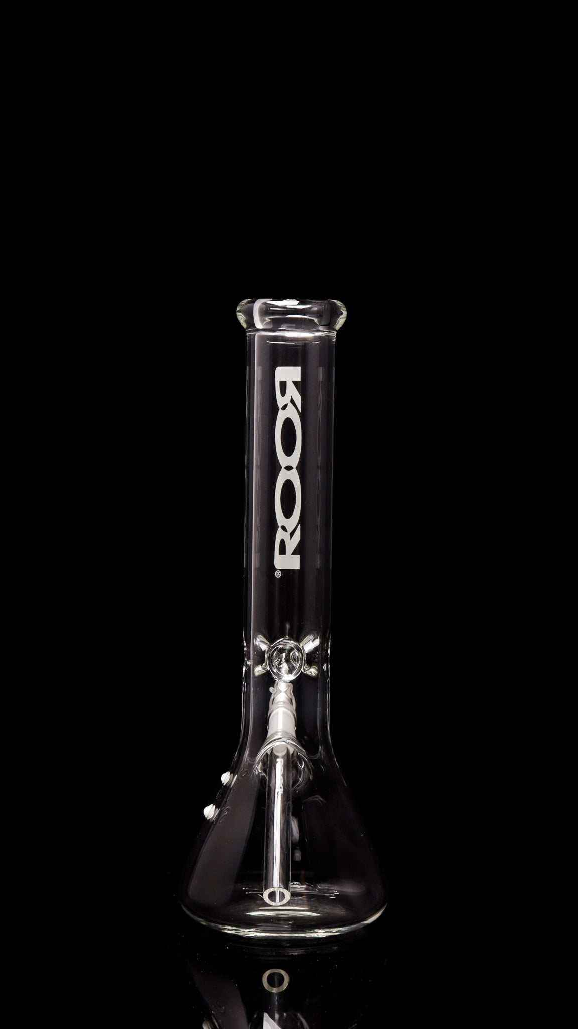 ROOR® Classic 14" Beaker 50x5mm White glass bong with logo on black background